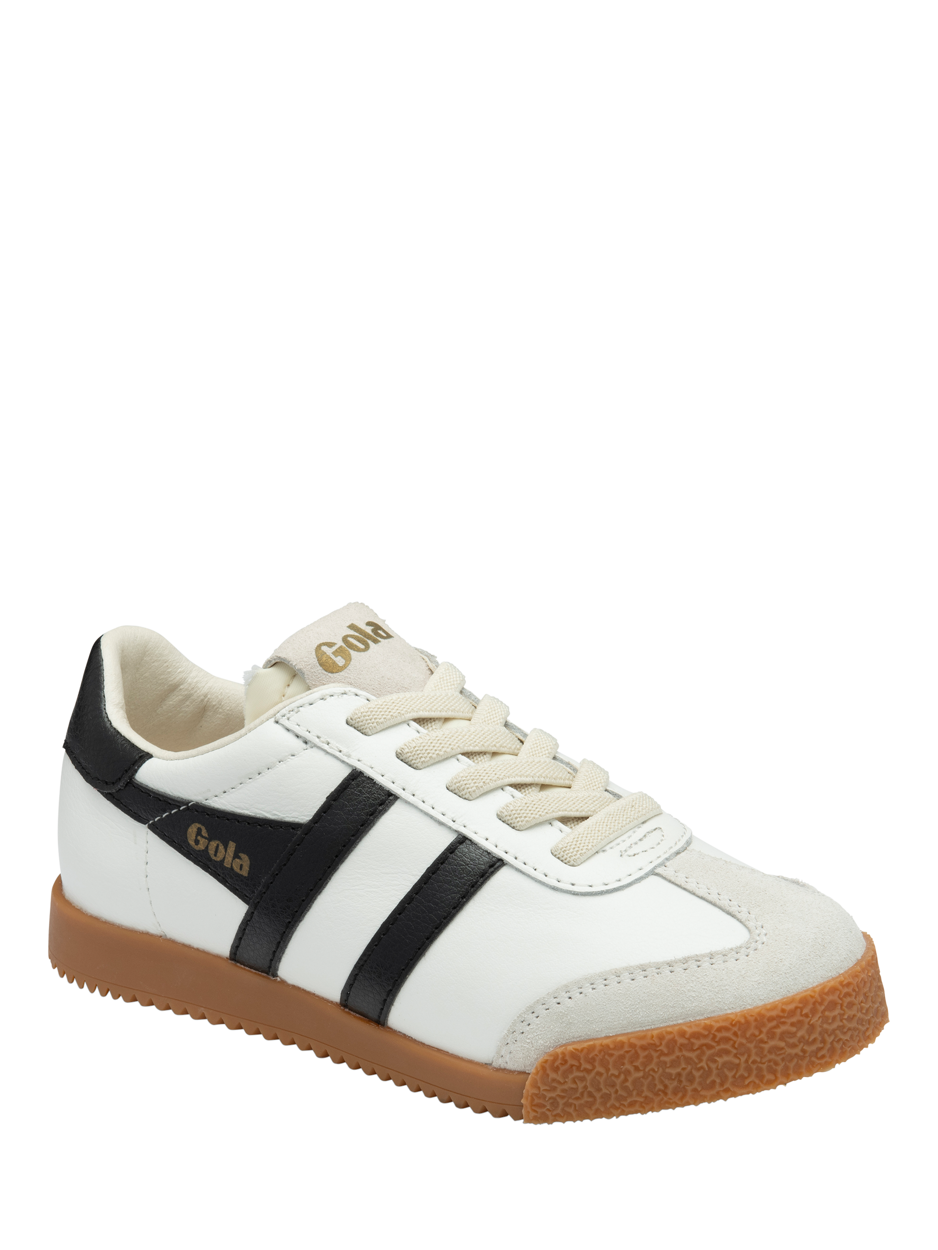Product image 2 of 5, which shows Gola Kids' Elan Leather Sports Trainers, White/Black, 8 Jnr