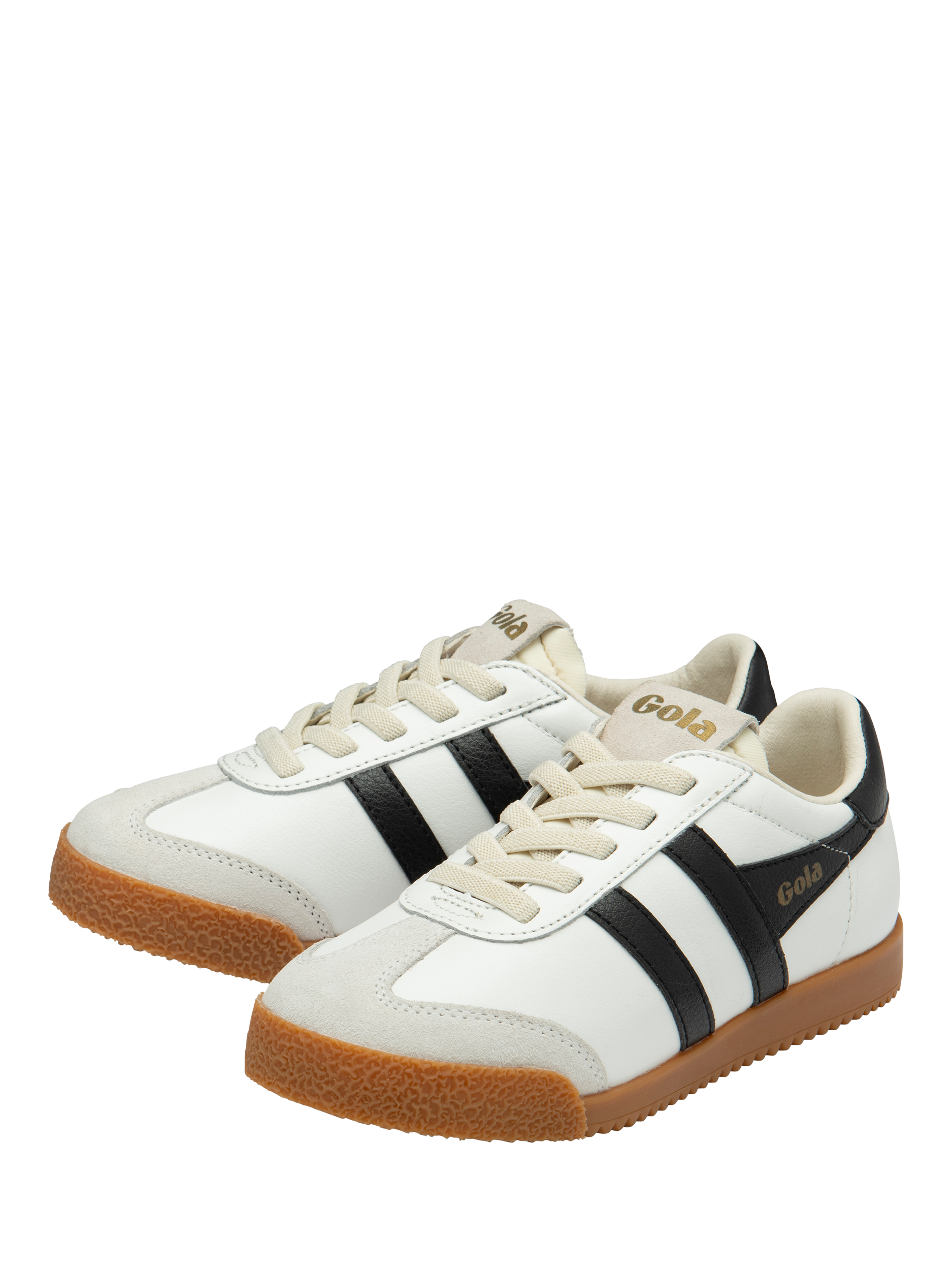 Product image 3 of 5, which shows Gola Kids' Elan Leather Sports Trainers, White/Black, 8 Jnr