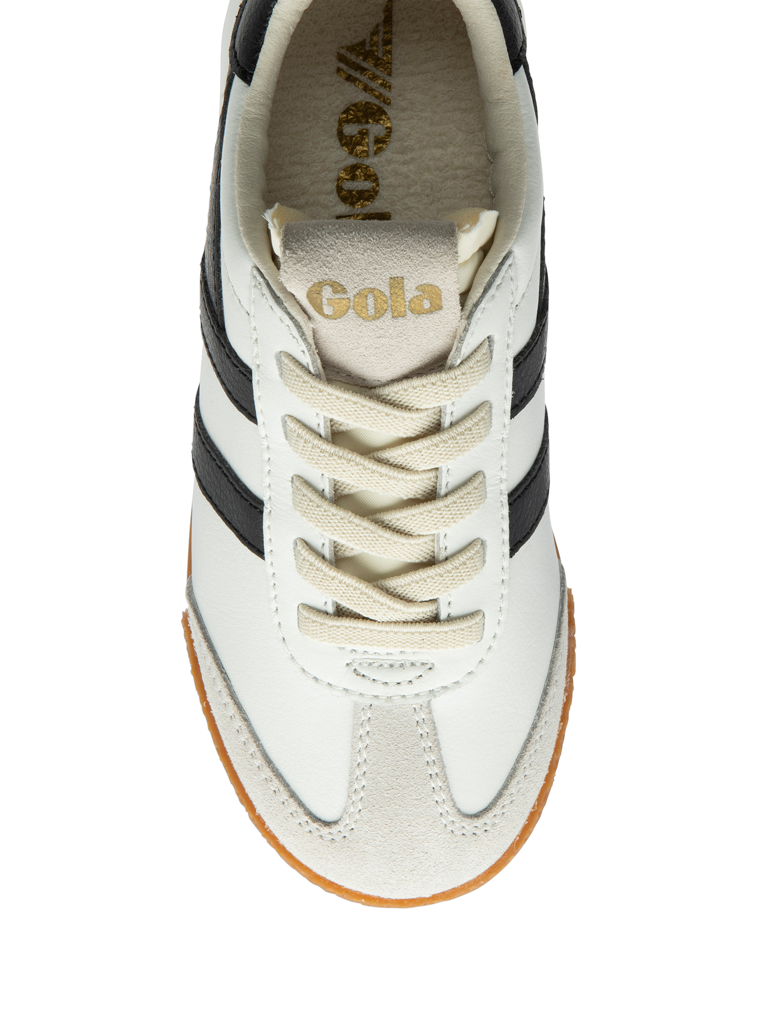 Product image 5 of 5, which shows Gola Kids' Elan Leather Sports Trainers, White/Black, 8 Jnr