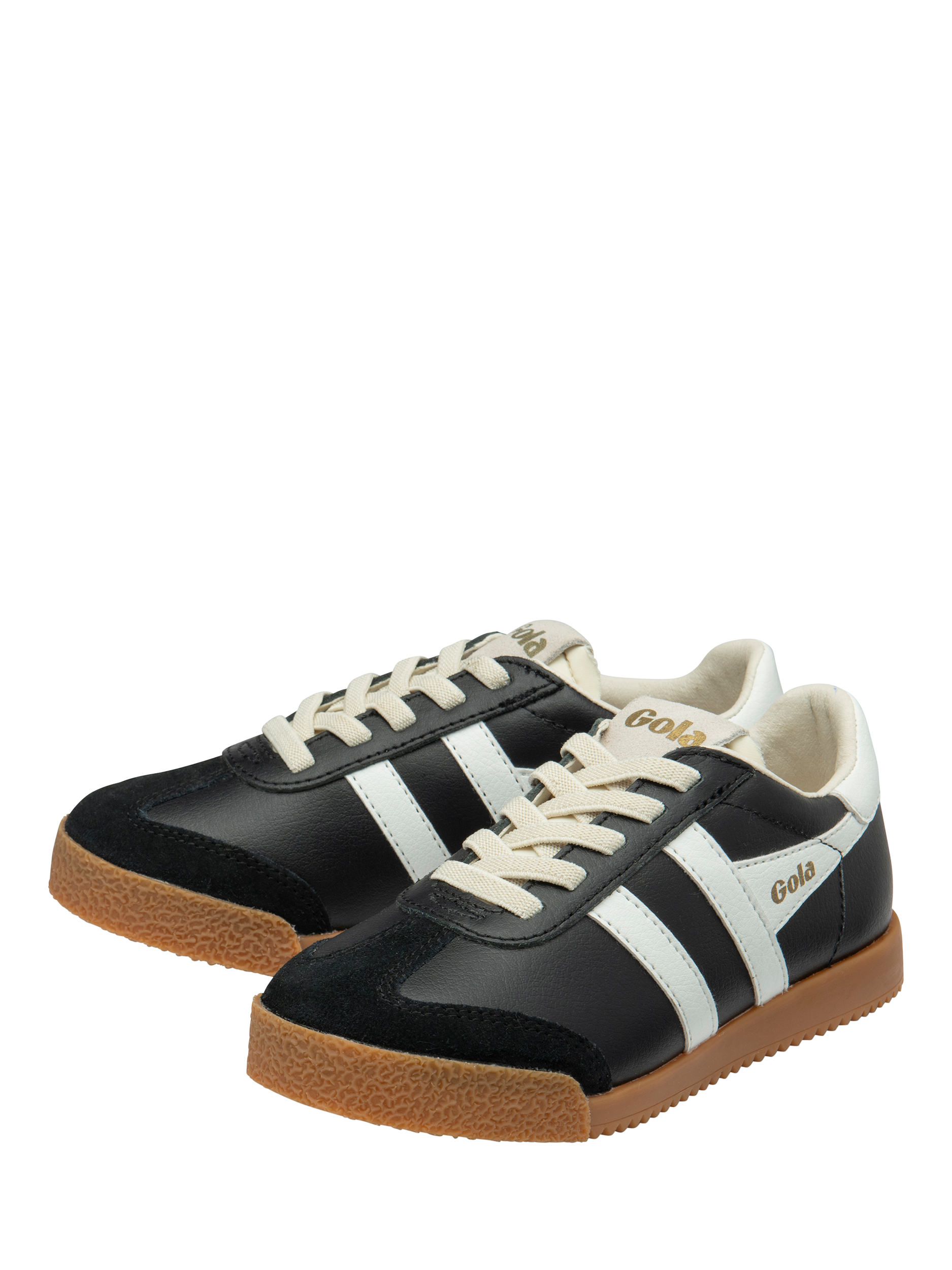 Product image 3 of 5, which shows Gola Kids' Elan Leather Trainers, Black/White, 1