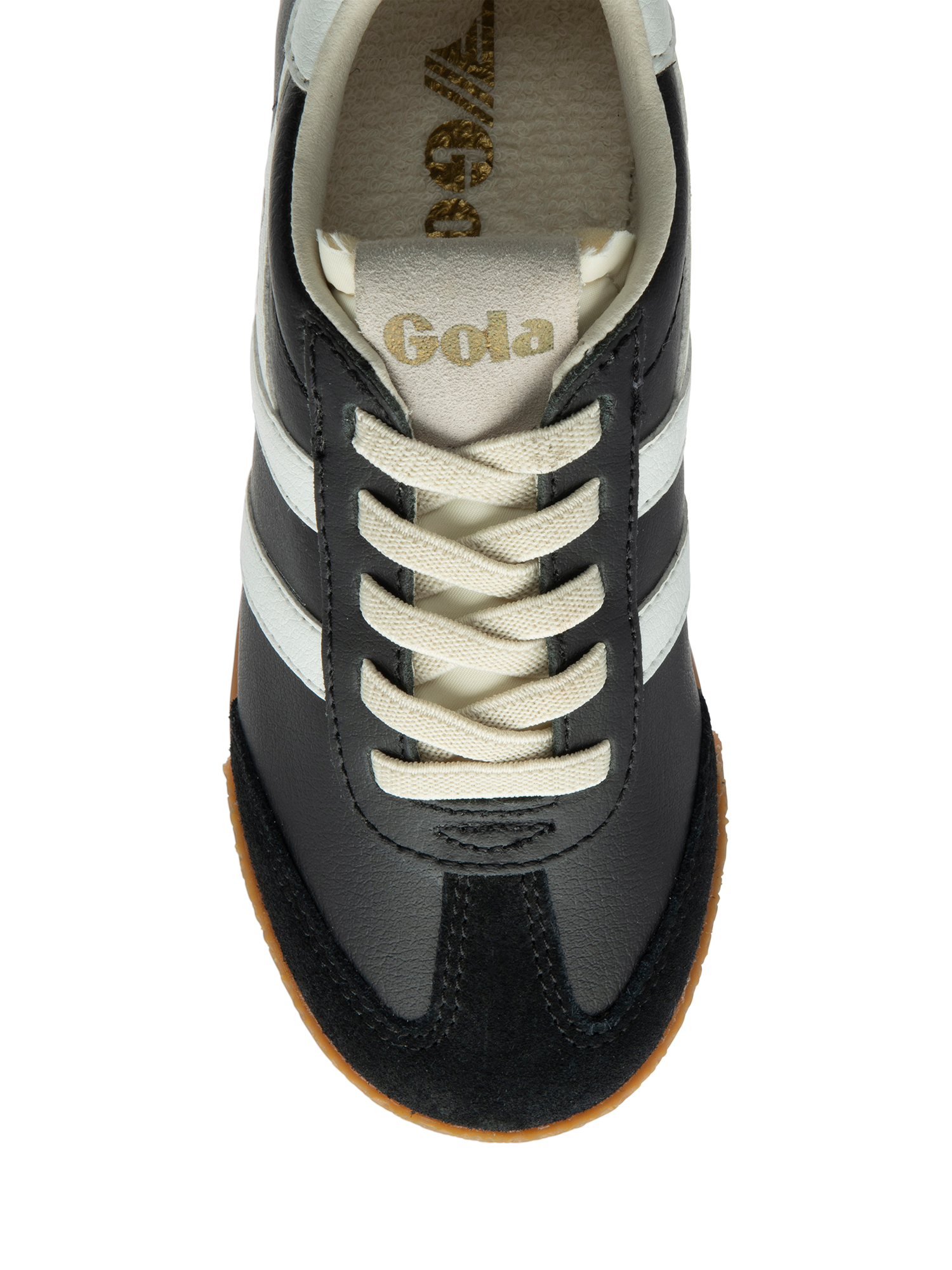 Product image 5 of 5, which shows Gola Kids' Elan Leather Trainers, Black/White, 1