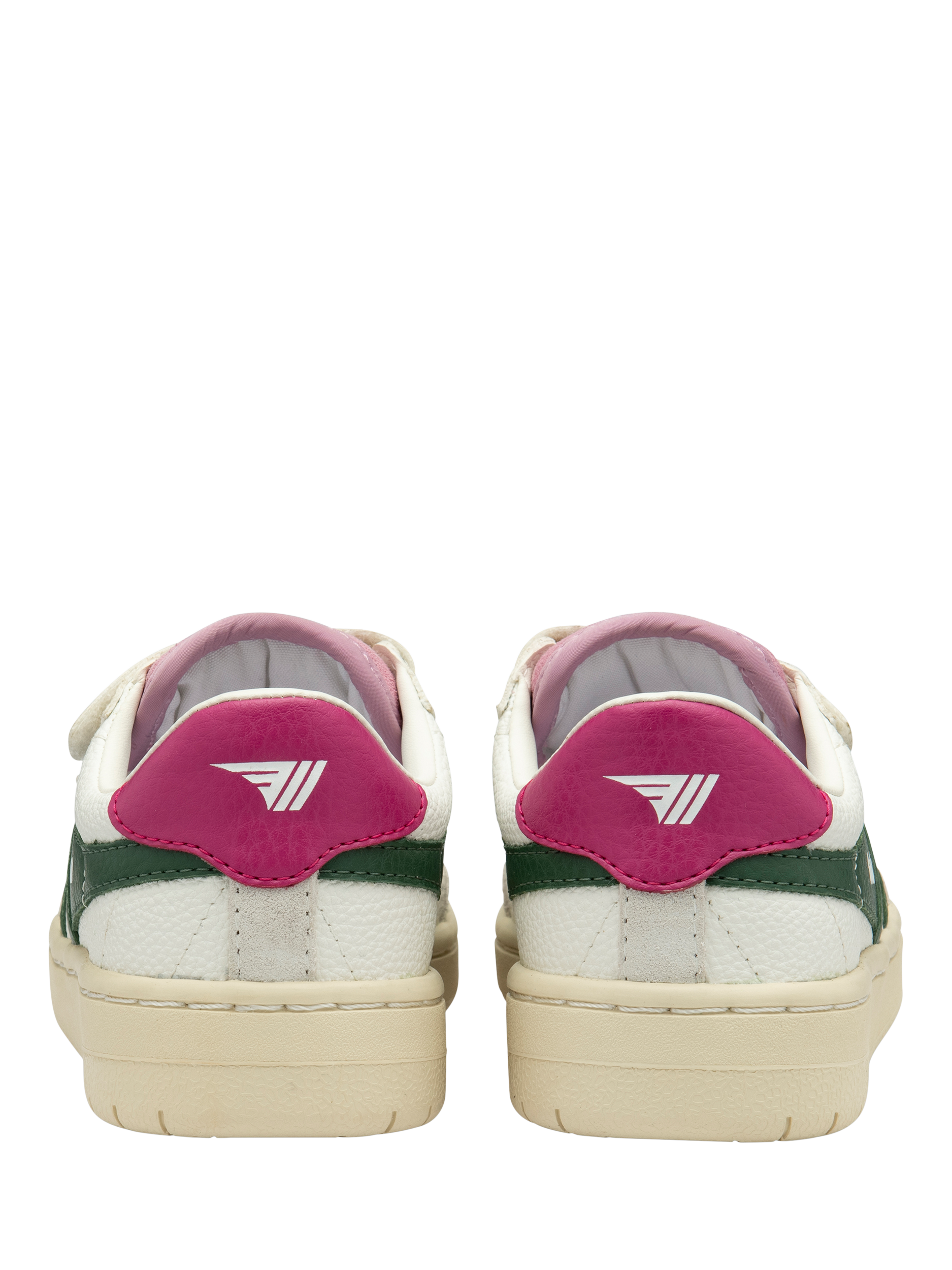 Product image 4 of 5, which shows Gola Kids' Classic Falcon Riptape Trainers, White/Evergreen/Fuchsia, 1