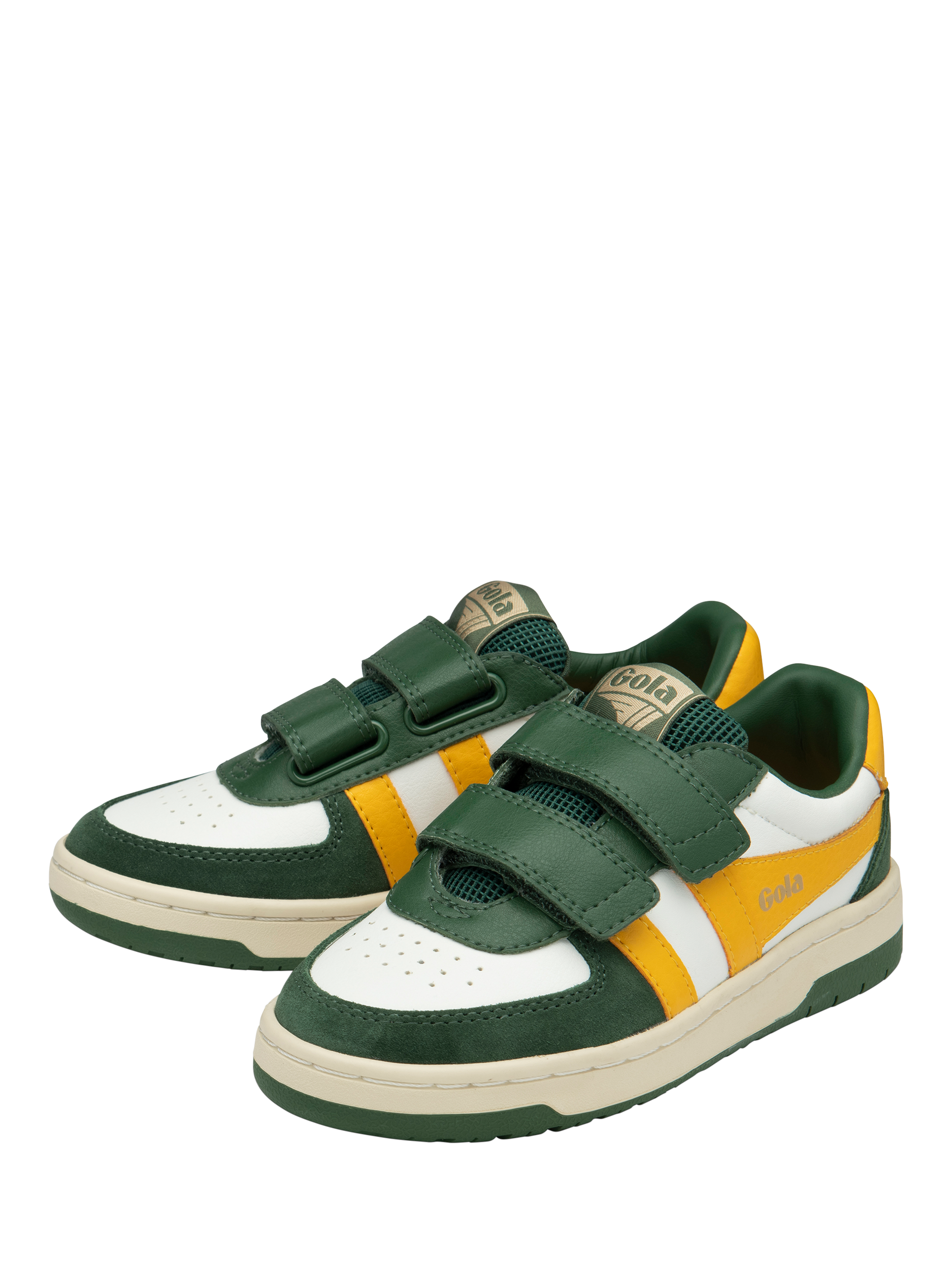 Product image 3 of 5, which shows Gola Kids' Classics Hawk Strap Trainers, White/Evergreen, 1