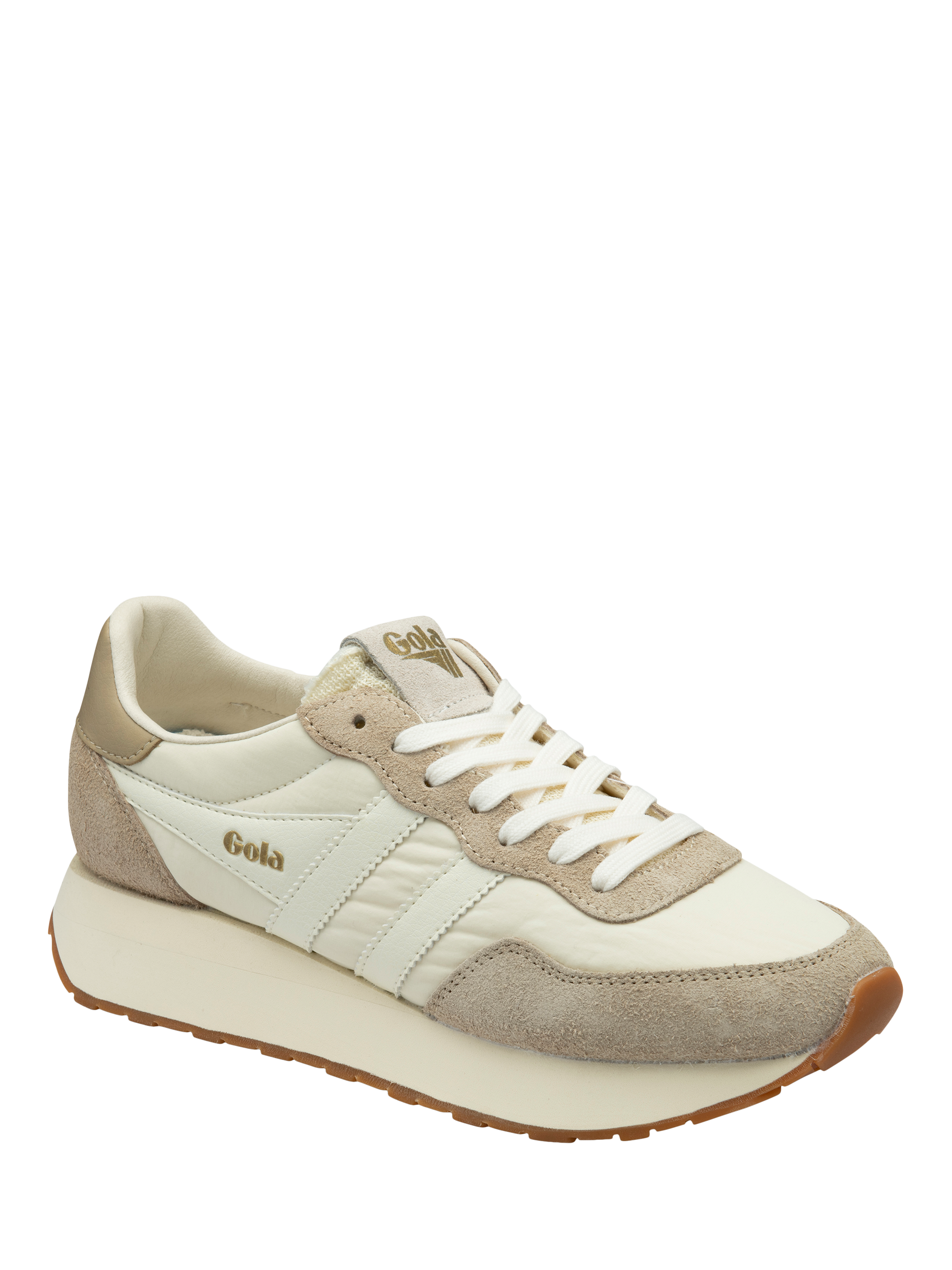 Product image 2 of 5, which shows Gola Classics Arizona Suede Blend Lace Up Trainers, Off White/Bone, 3