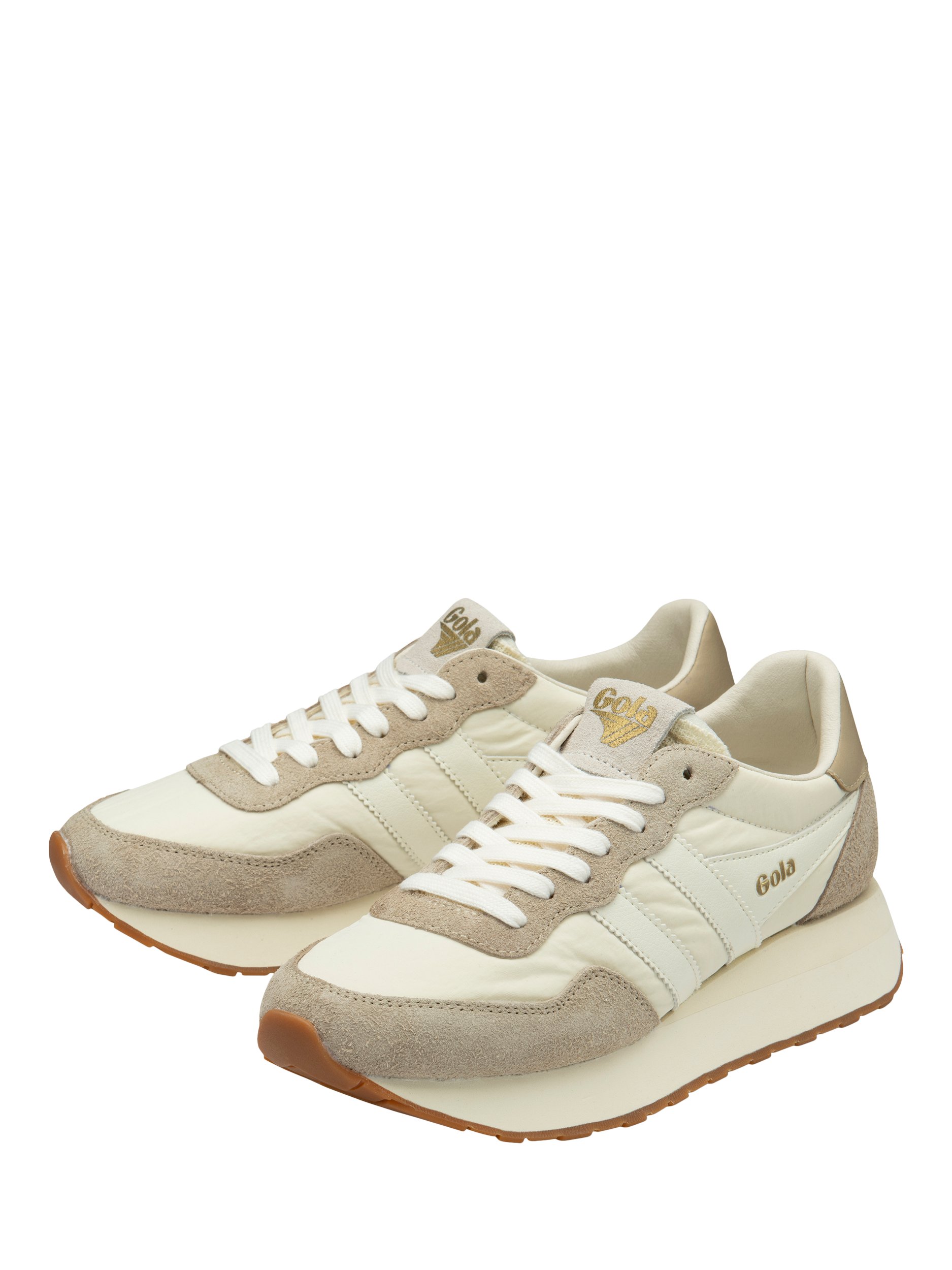 Product image 3 of 5, which shows Gola Classics Arizona Suede Blend Lace Up Trainers, Off White/Bone, 3