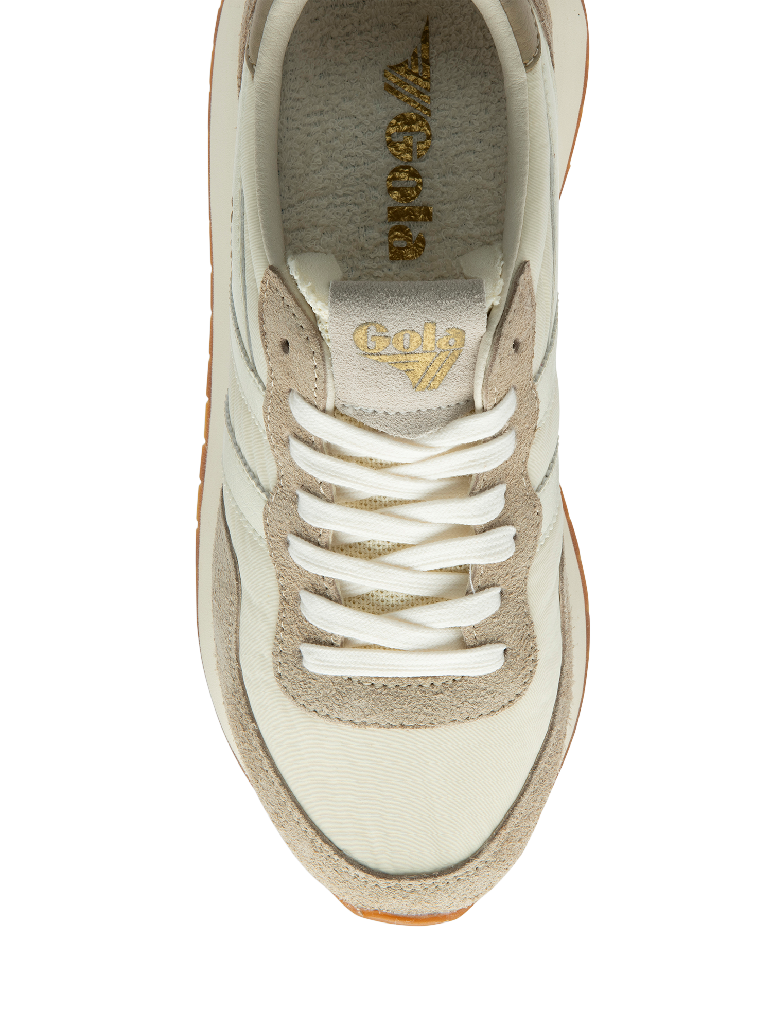 Product image 5 of 5, which shows Gola Classics Arizona Suede Blend Lace Up Trainers, Off White/Bone, 3
