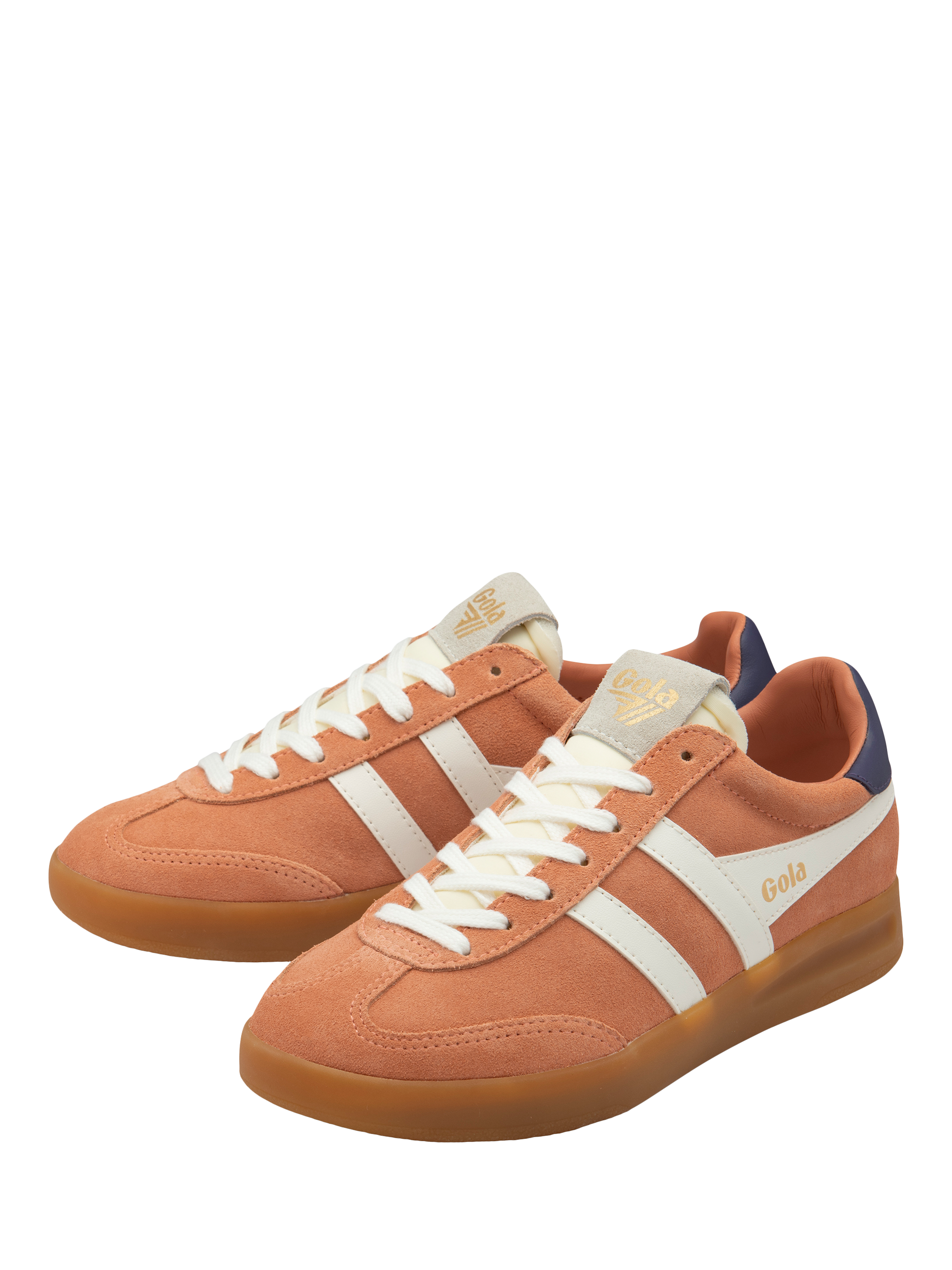 Product image 3 of 5, which shows Gola Classics Cyclone Suede Trainers, Terracotta/Off White, 3