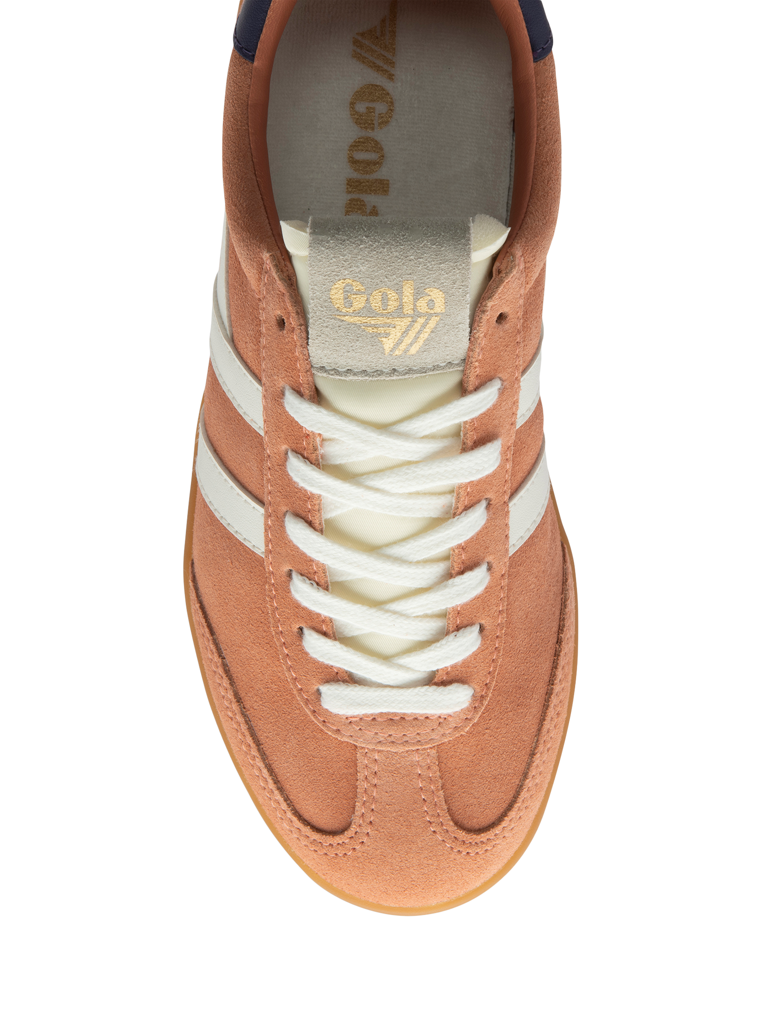 Product image 5 of 5, which shows Gola Classics Cyclone Suede Trainers, Terracotta/Off White, 3