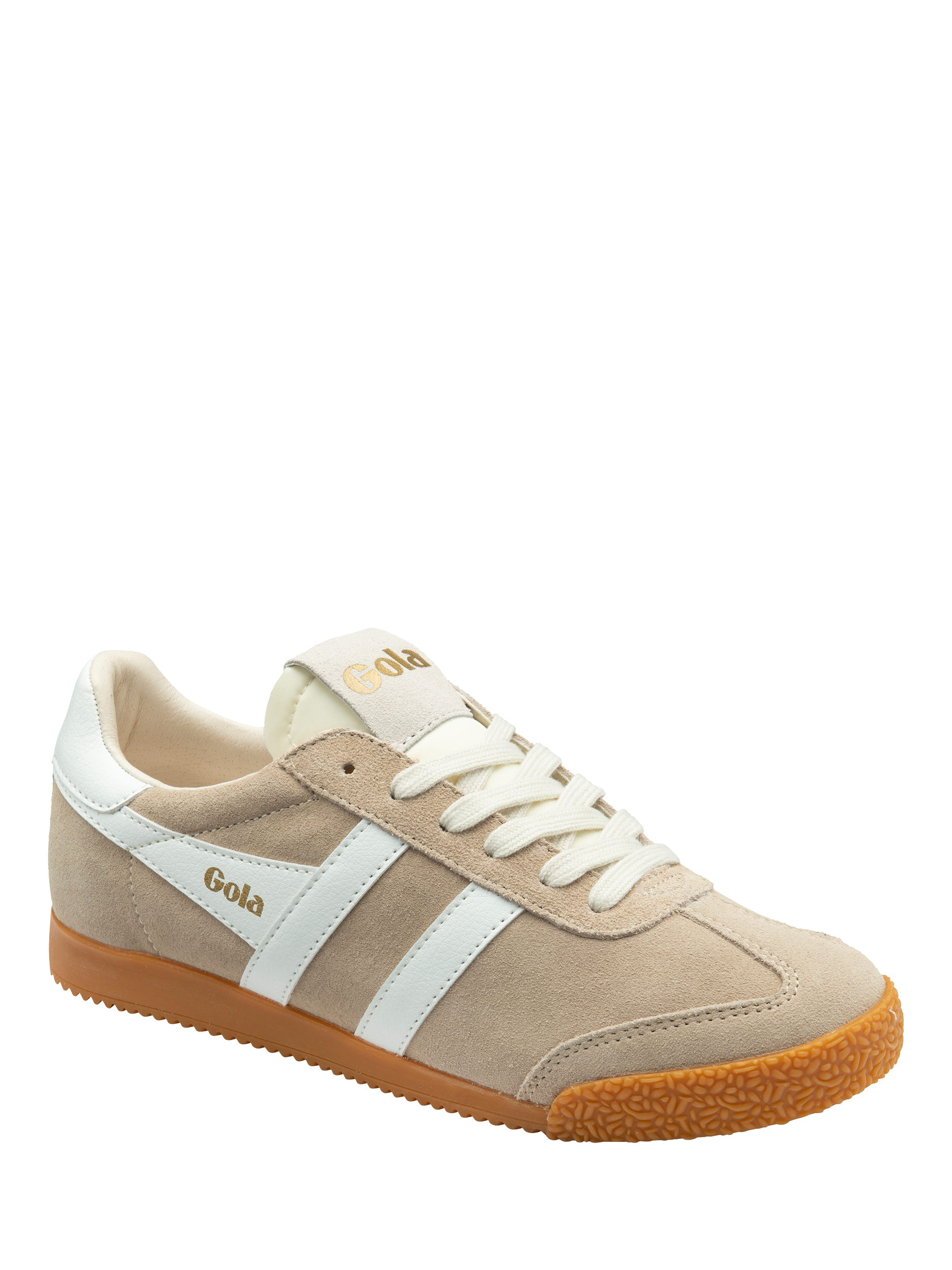 Product image 2 of 5, which shows Gola Classics Elan Suede Trainers , Bone/White, 3