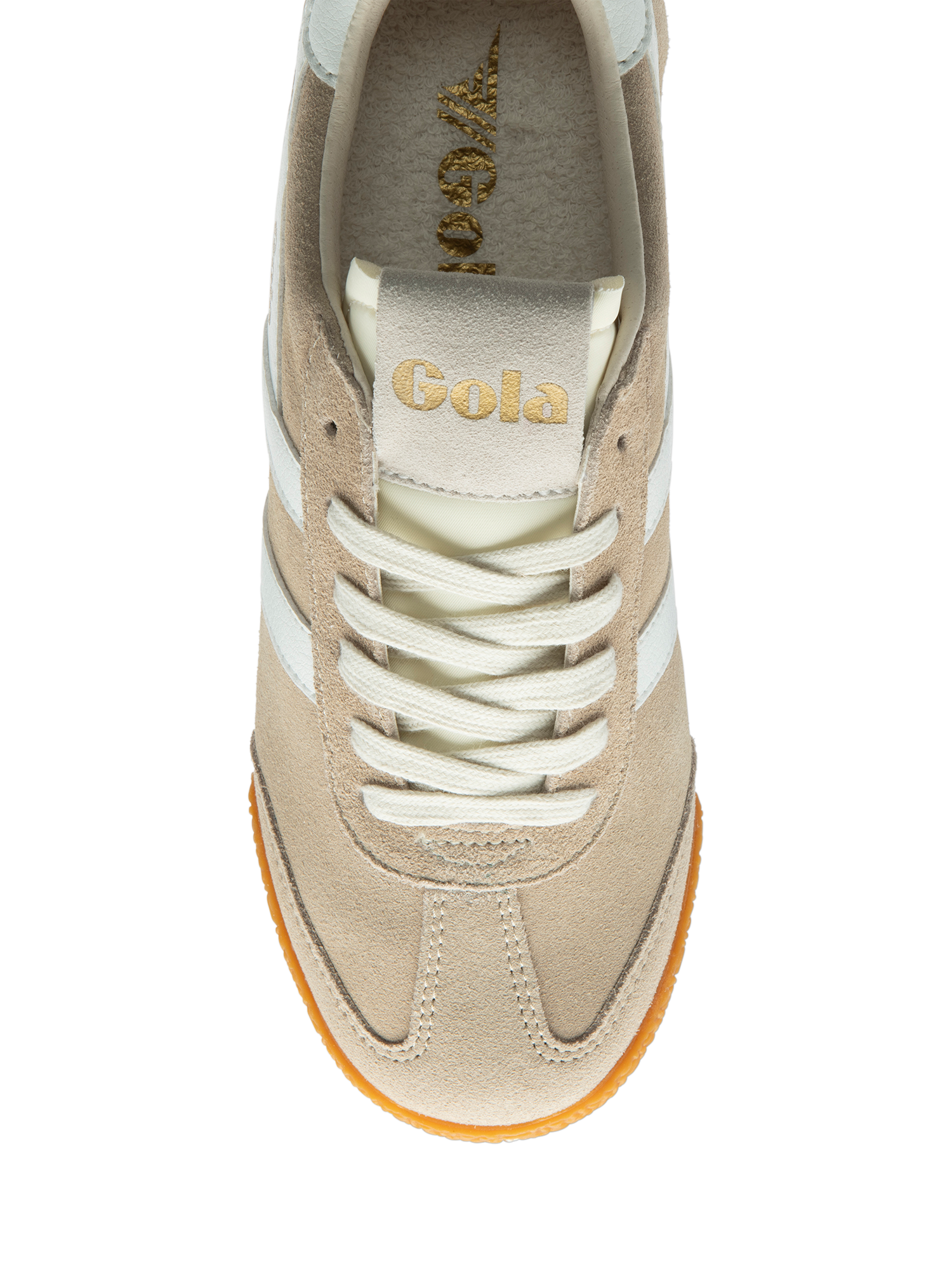 Product image 5 of 5, which shows Gola Classics Elan Suede Trainers , Bone/White, 3
