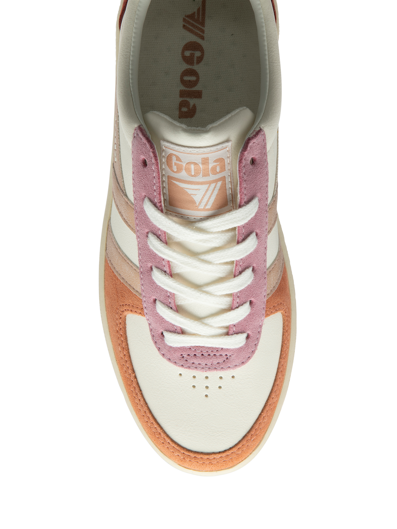 Product image 5 of 5, which shows Gola Classics Grandslam Quadrant Trainers, Off White/Terra/Gold, 4