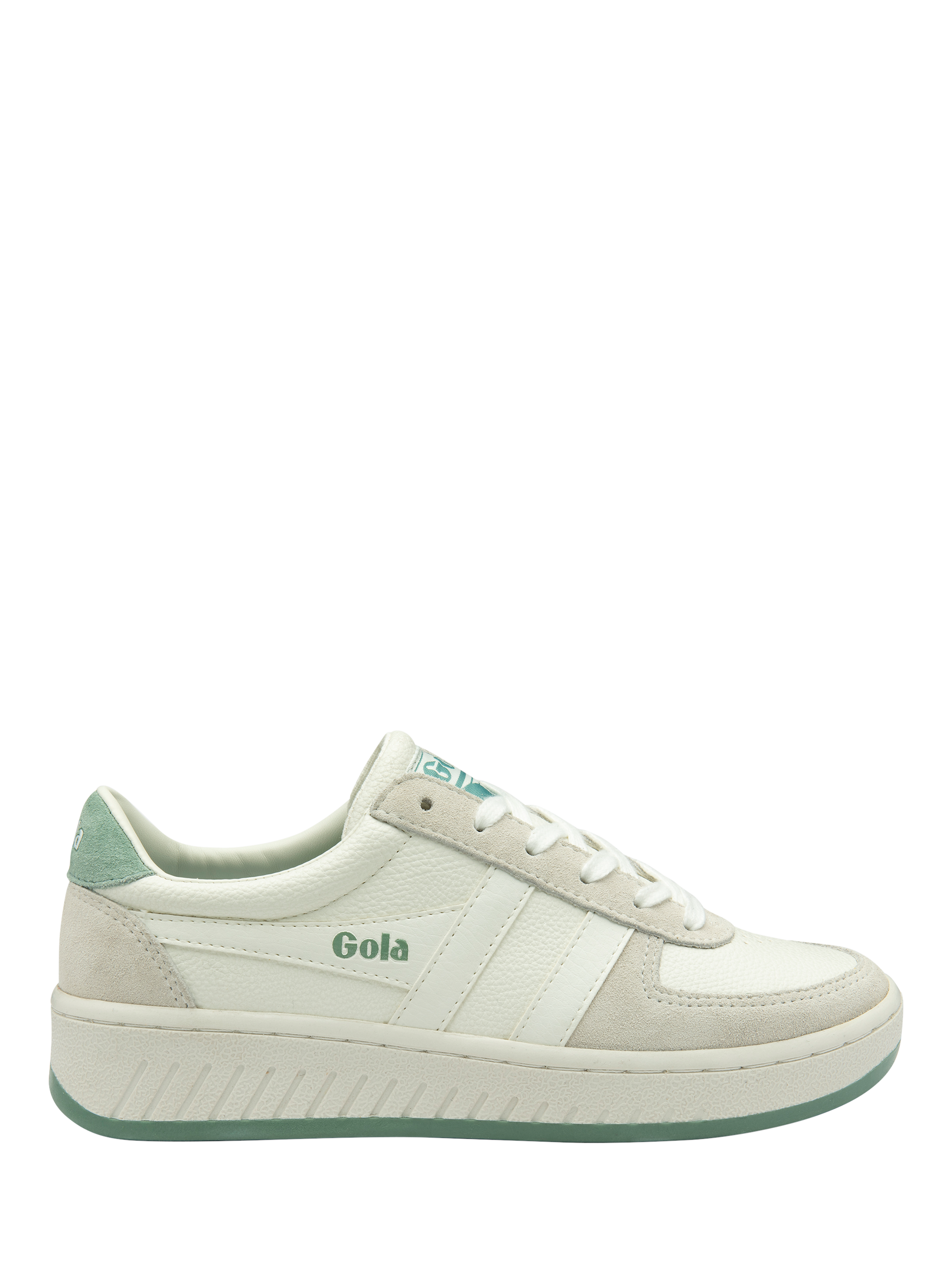 Product image 1 of 5, which shows Gola Classics Grandslam '88 Trainers, White/Green, 3