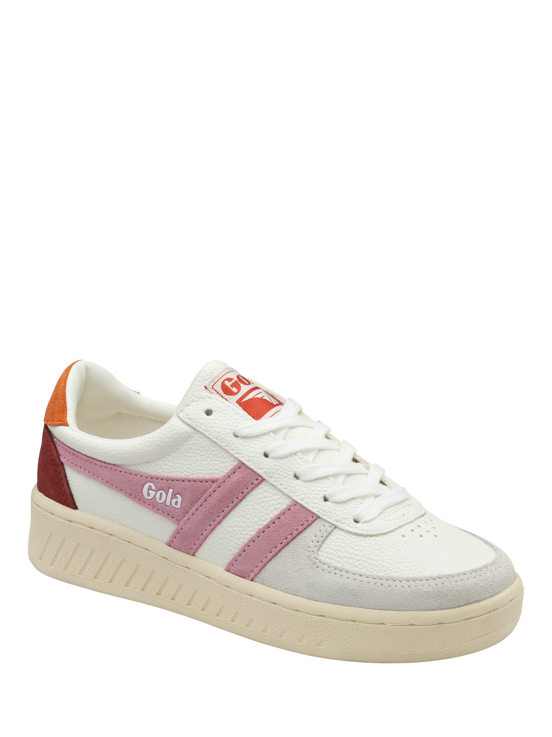 Product image 2 of 5, which shows Gola Classics Grandslam Trident Trainers, White/Candy/Orange, 3