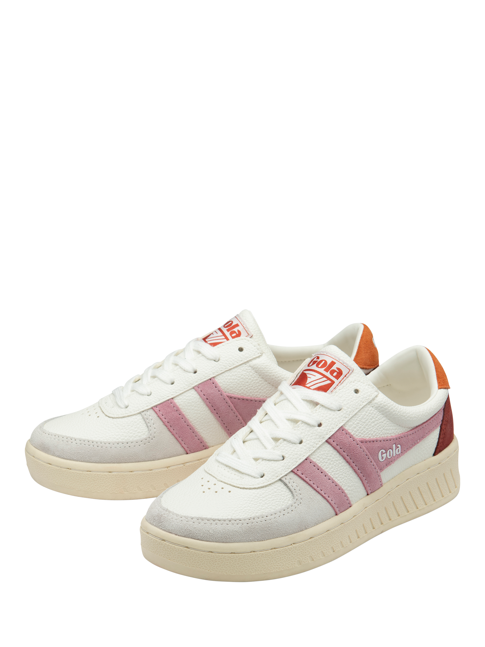 Product image 3 of 5, which shows Gola Classics Grandslam Trident Trainers, White/Candy/Orange, 3