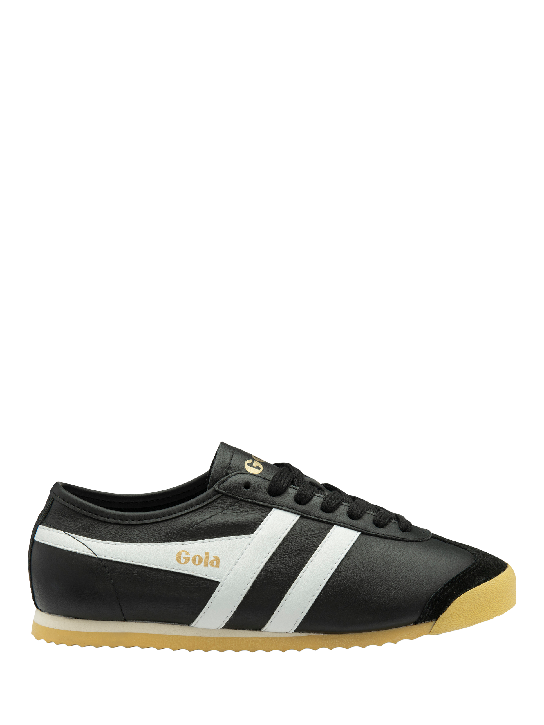 Product image 1 of 5, which shows Gola Classics Race Leather Trainers, Black/White, 3