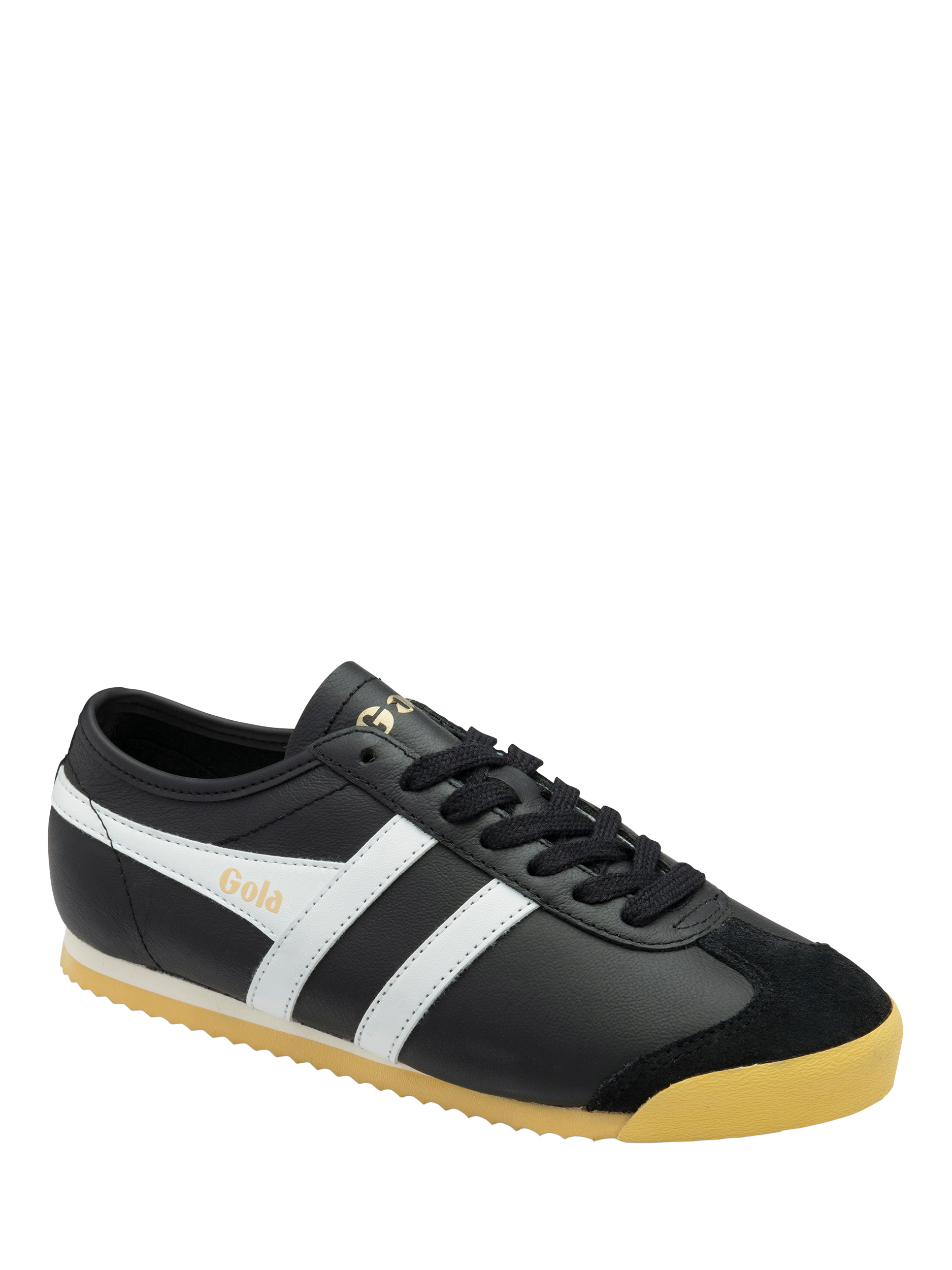 Product image 2 of 5, which shows Gola Classics Race Leather Trainers, Black/White, 3