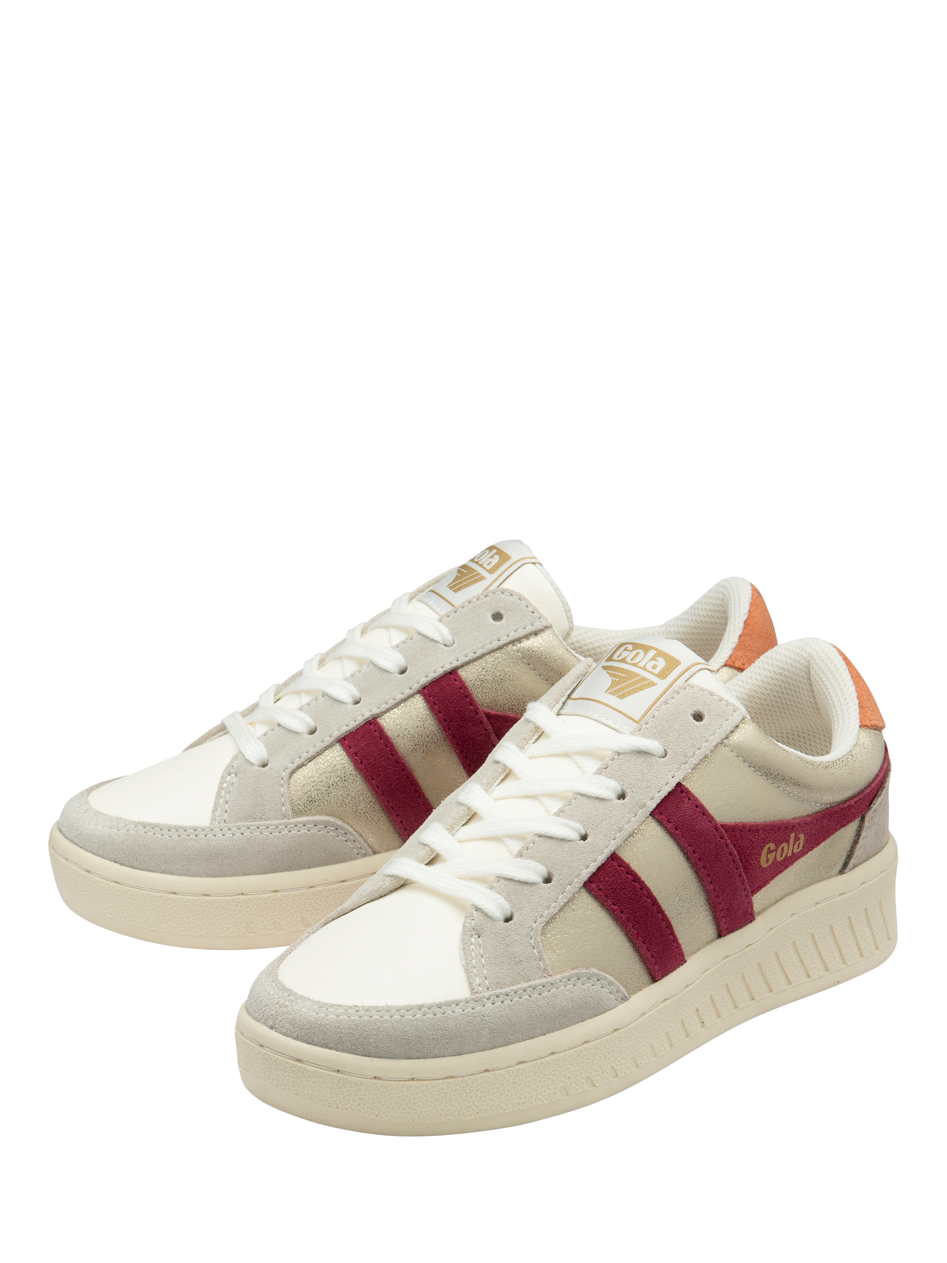 Product image 3 of 5, which shows Gola Classics Superslam Blaze Trainers, Gold/Cerise/Terra, 3