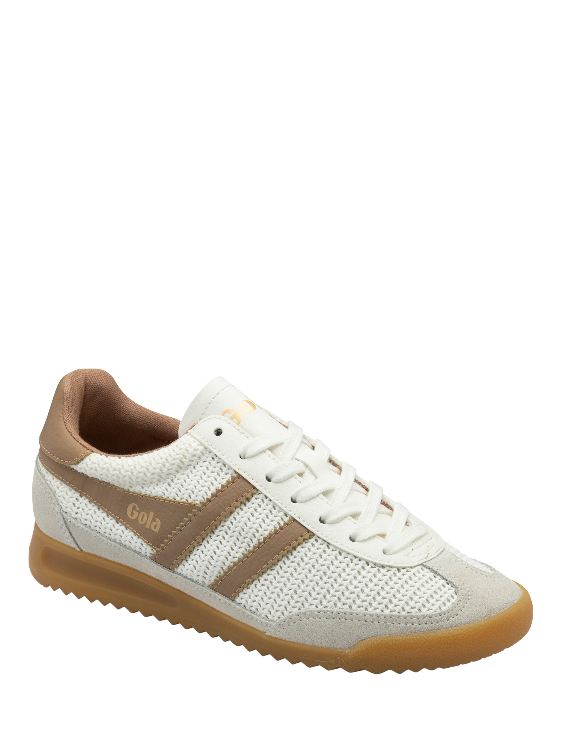 Product image 2 of 5, which shows Gola Classics Tornado Zephyr Trainers, Off White/Caramel, 3