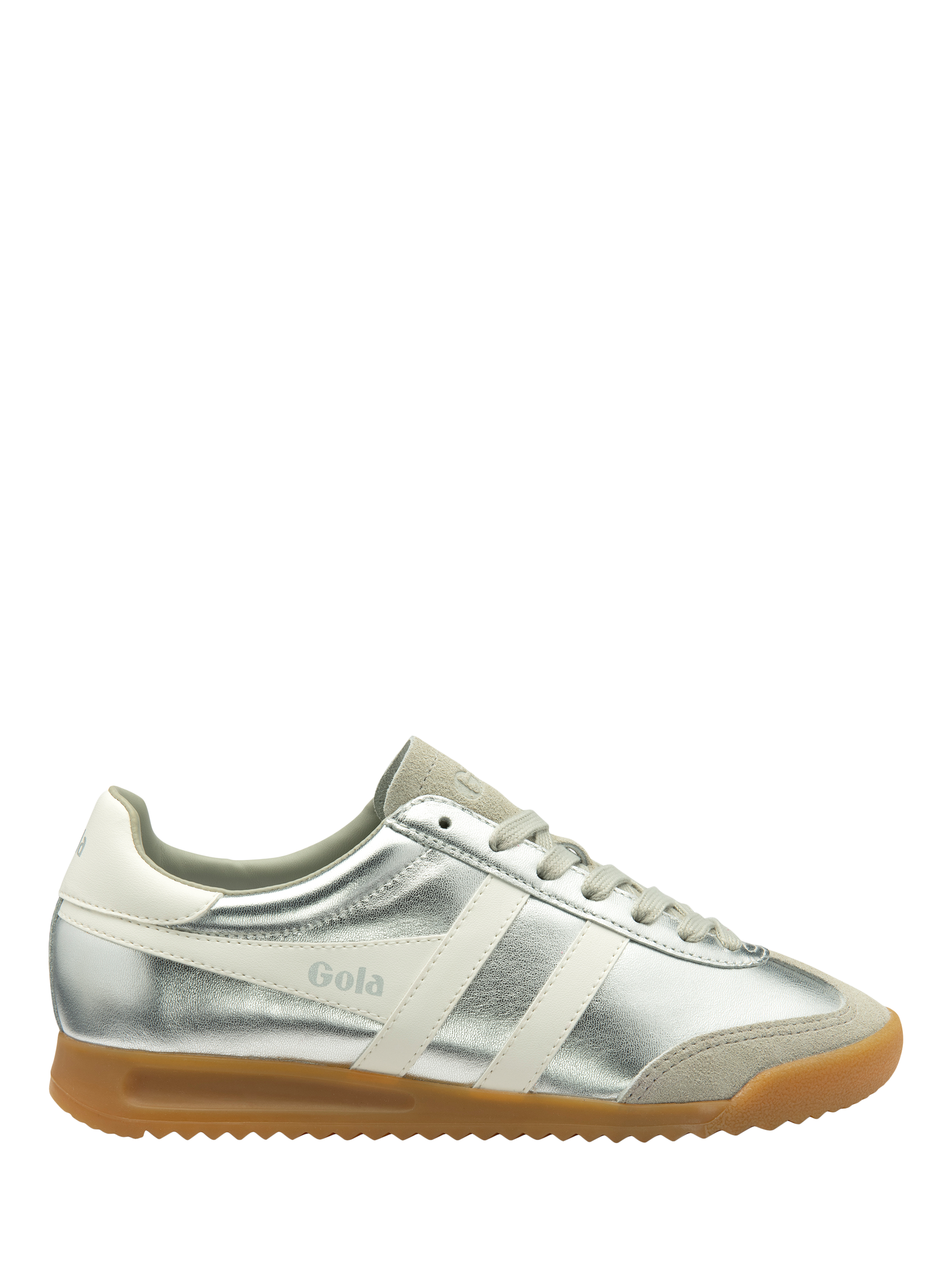 Gola Classics Torpedo Glimmer Leather Trainers, Silver/Off White