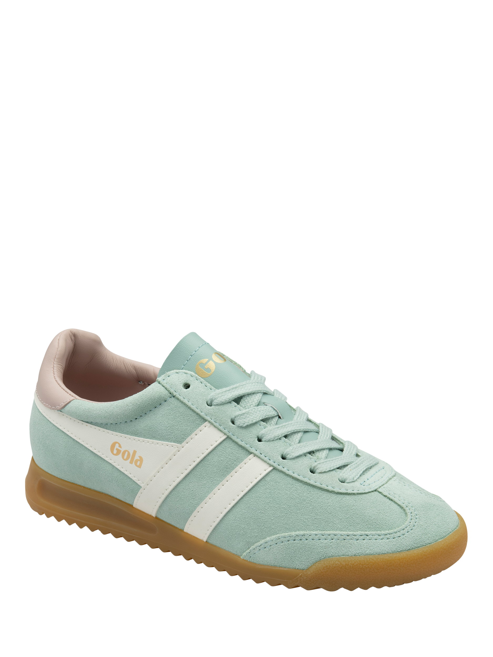 Product image 2 of 5, which shows Gola Torpedo Suede Trainers, Surf/Off White, 3