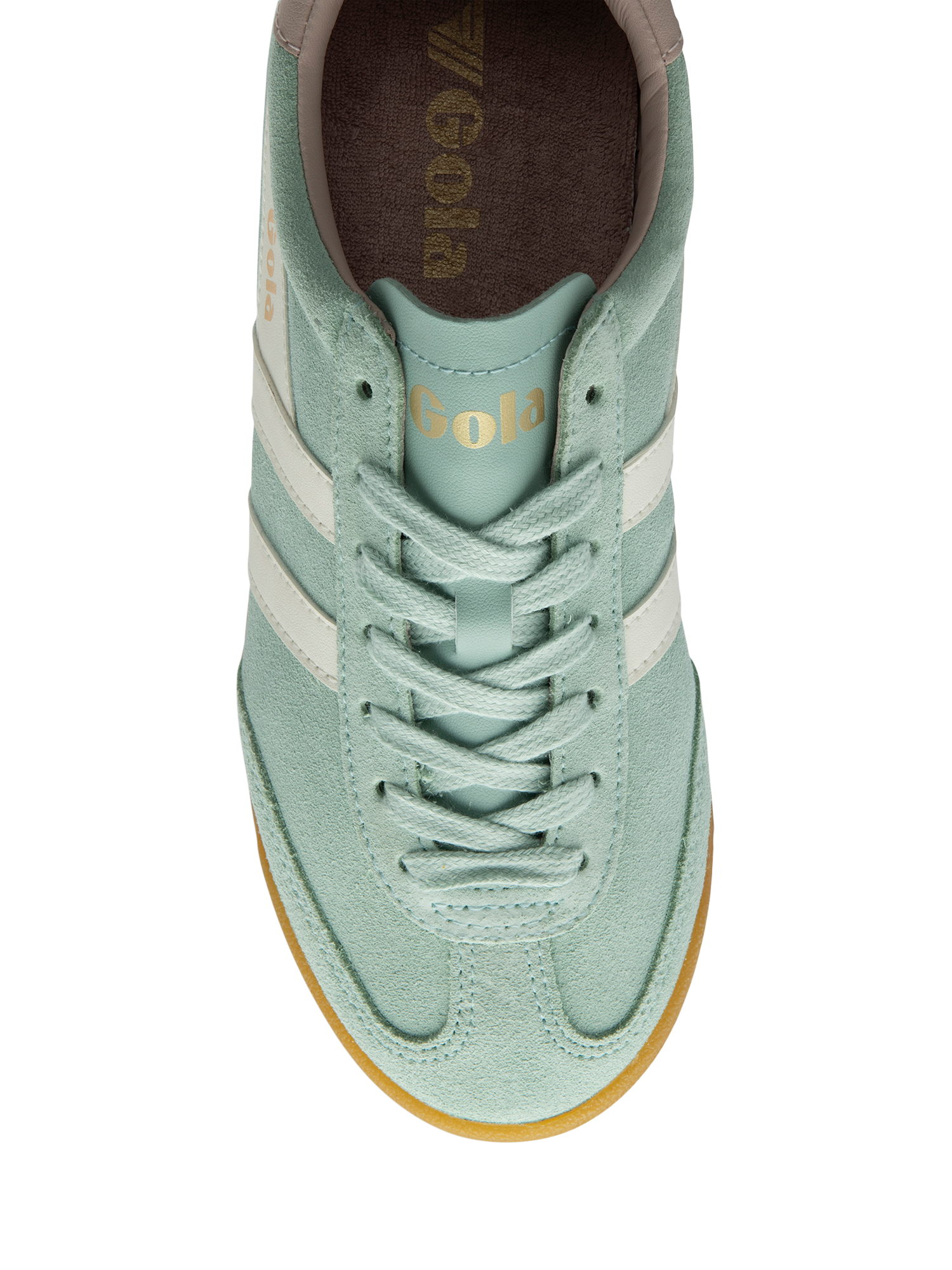 Product image 5 of 5, which shows Gola Torpedo Suede Trainers, Surf/Off White, 3