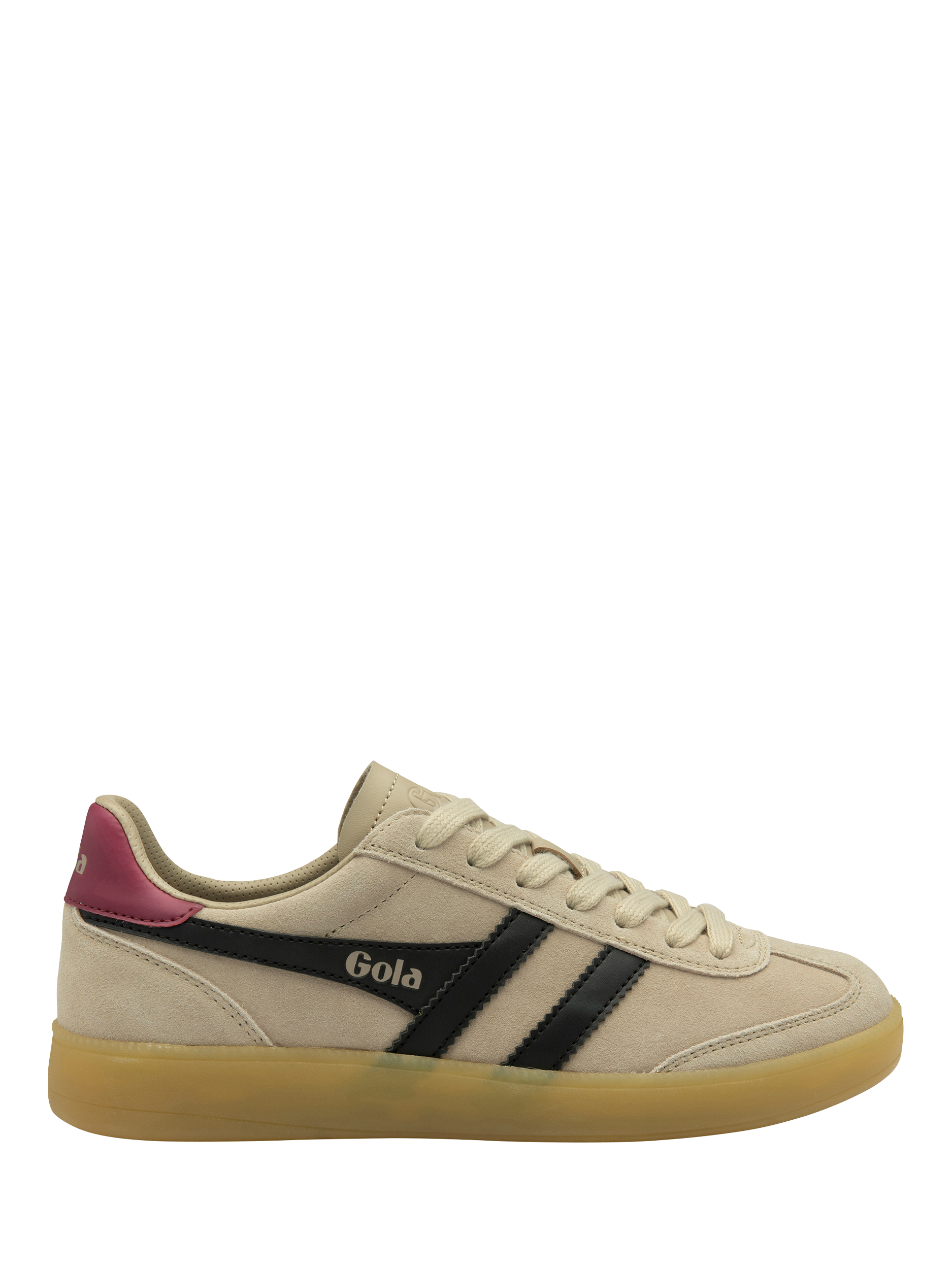 Product image 1 of 5, which shows Gola Classics Viper Suede Trainers, Bone/Black/Cerise, 3