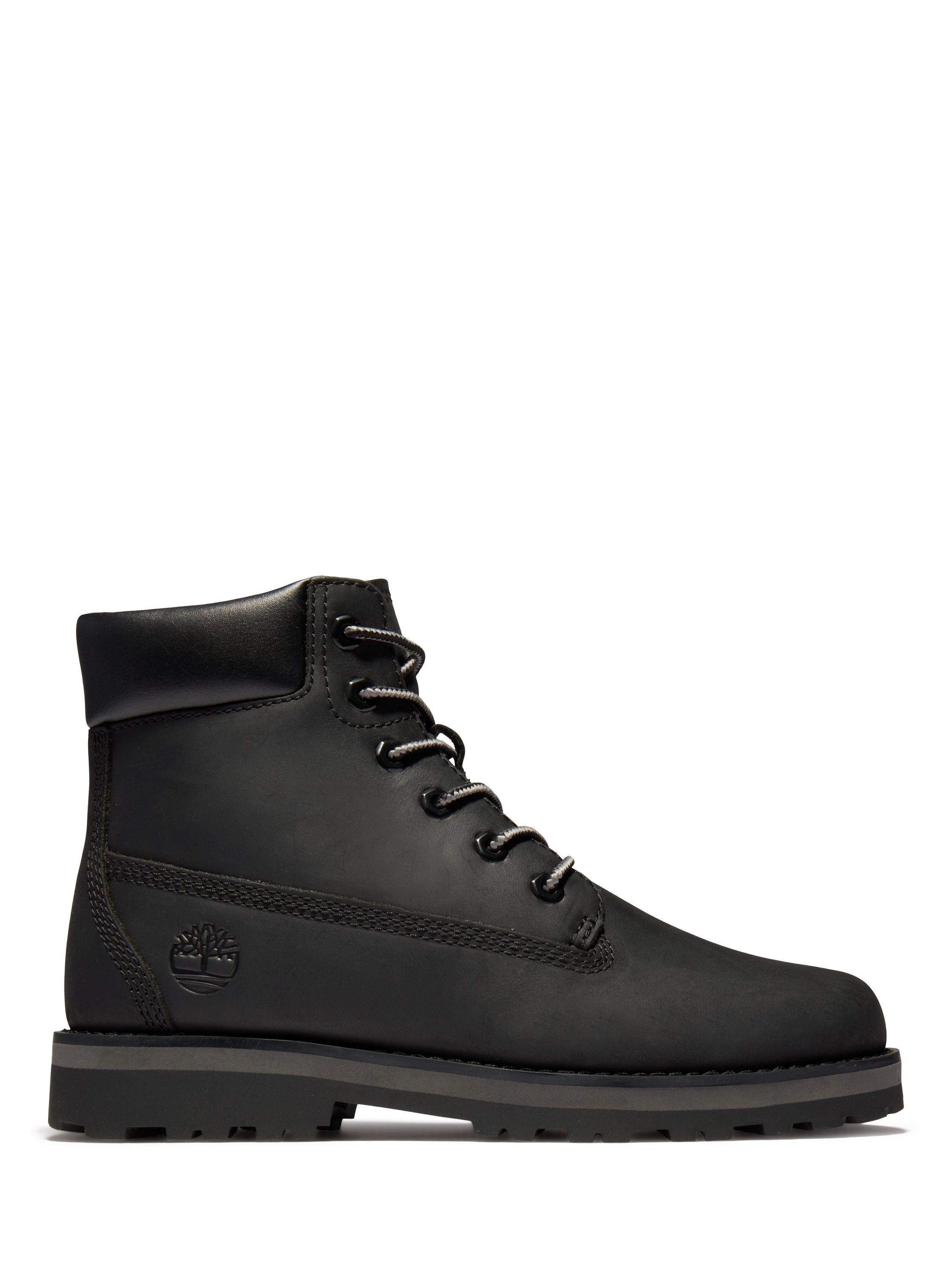 Product image 1 of 8, which shows Timberland Kids' Courma Leather Lace Up Boots, Black, EU32