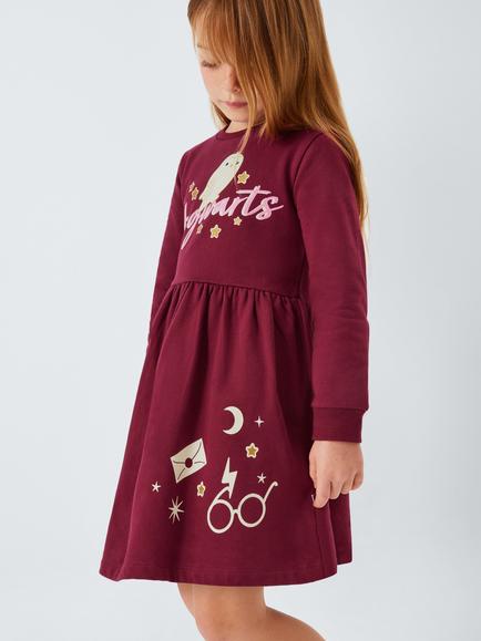 Brand Threads Kids' Cotton Blend Harry Potter Dress, Pomegranate, Pomegranate