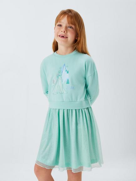 Brand Threads Kids' Disney Frozen Dress, Skylight, Skylight
