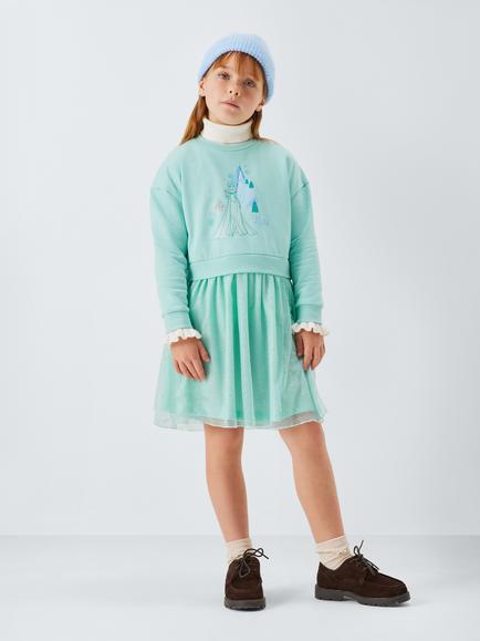 Brand Threads Kids' Disney Frozen Dress, Skylight - view 2, Skylight