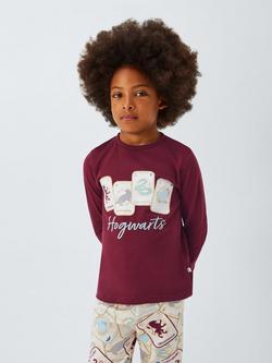 Brand Threads Kids' Unisex Harry Potter Cotton Long Sleeved Pyjamas, Pomegranate, Pomegranate