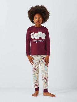 Brand Threads Kids' Unisex Harry Potter Cotton Long Sleeved Pyjamas, Pomegranate - view 2, Pomegranate
