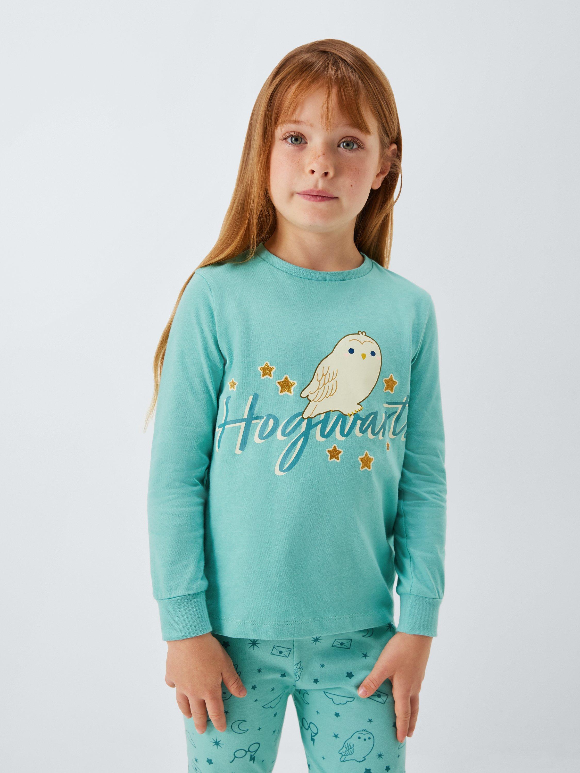 Product image 1 of 6, which shows Brand Threads Kids' Harry Potter Cotton Long Sleeved Pyjamas, Eggshell Blue, 5-6 years