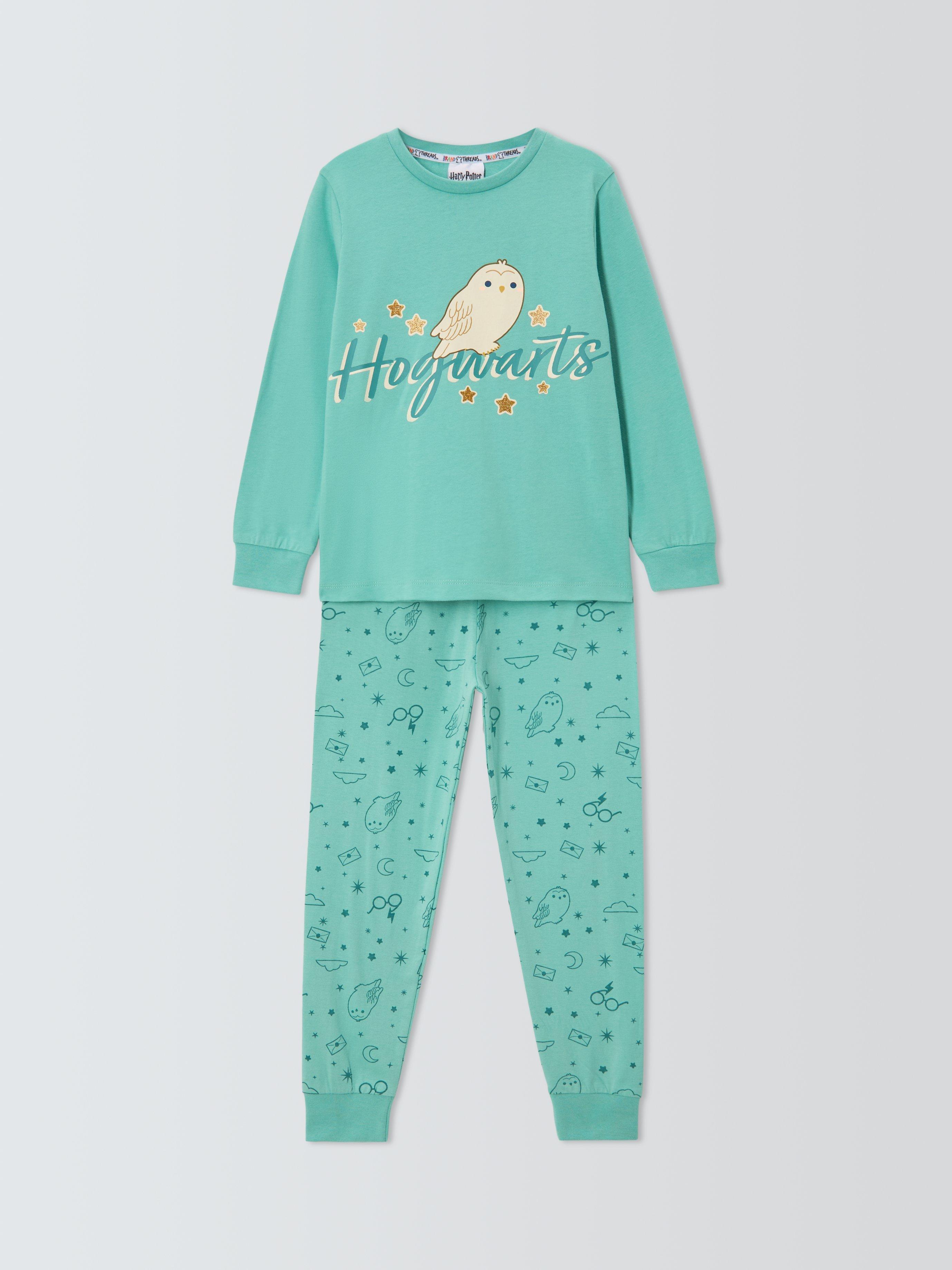 Product image 3 of 6, which shows Brand Threads Kids' Harry Potter Cotton Long Sleeved Pyjamas, Eggshell Blue, 5-6 years