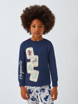 Brand Threads Kids' Harry Potter Cotton Long Sleeved Pyjamas, Beacon Blue, Beacon Blue