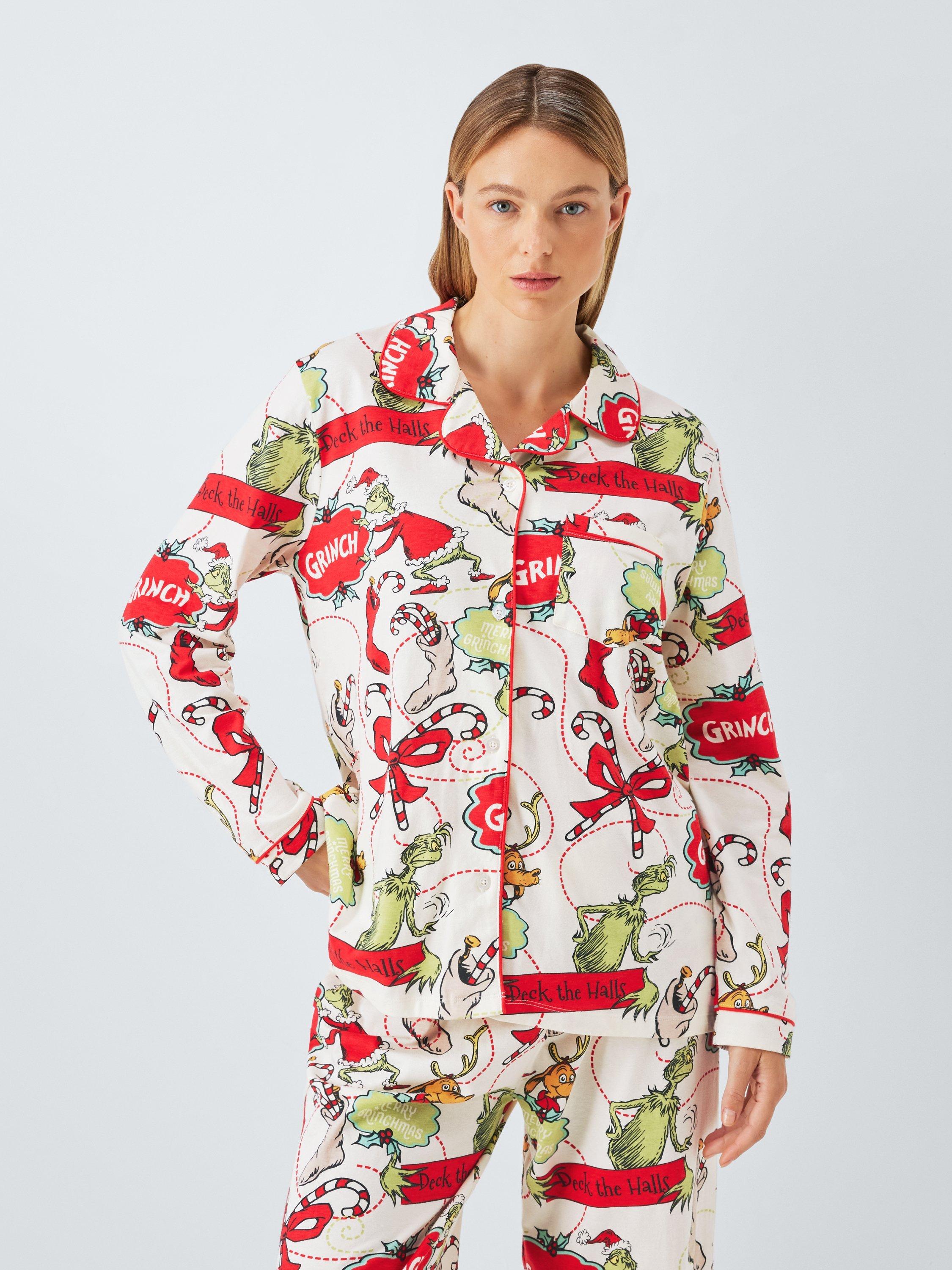 Product image 1 of 8, which shows Brand Threads Women's Grinch Xmas Family Pyjamas, Multi, XL
