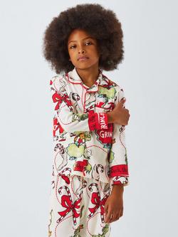 Brand Threads Kids' Cotton Christmas Grinch Family Pyjamas, Multi, Multi