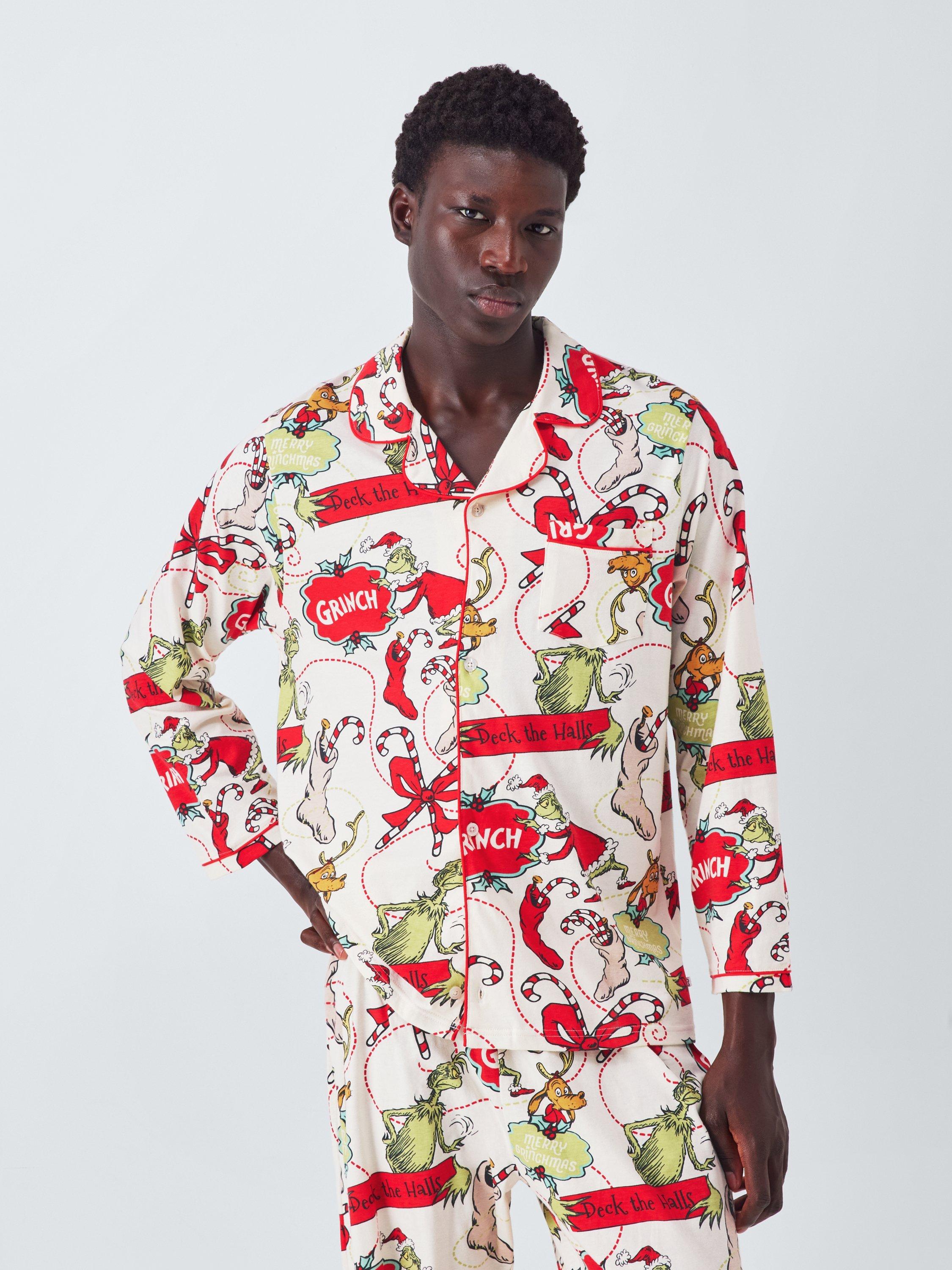 Product image 1 of 7, which shows Brand Threads Men's Grinch Xmas Family Pyjamas, Multi, M