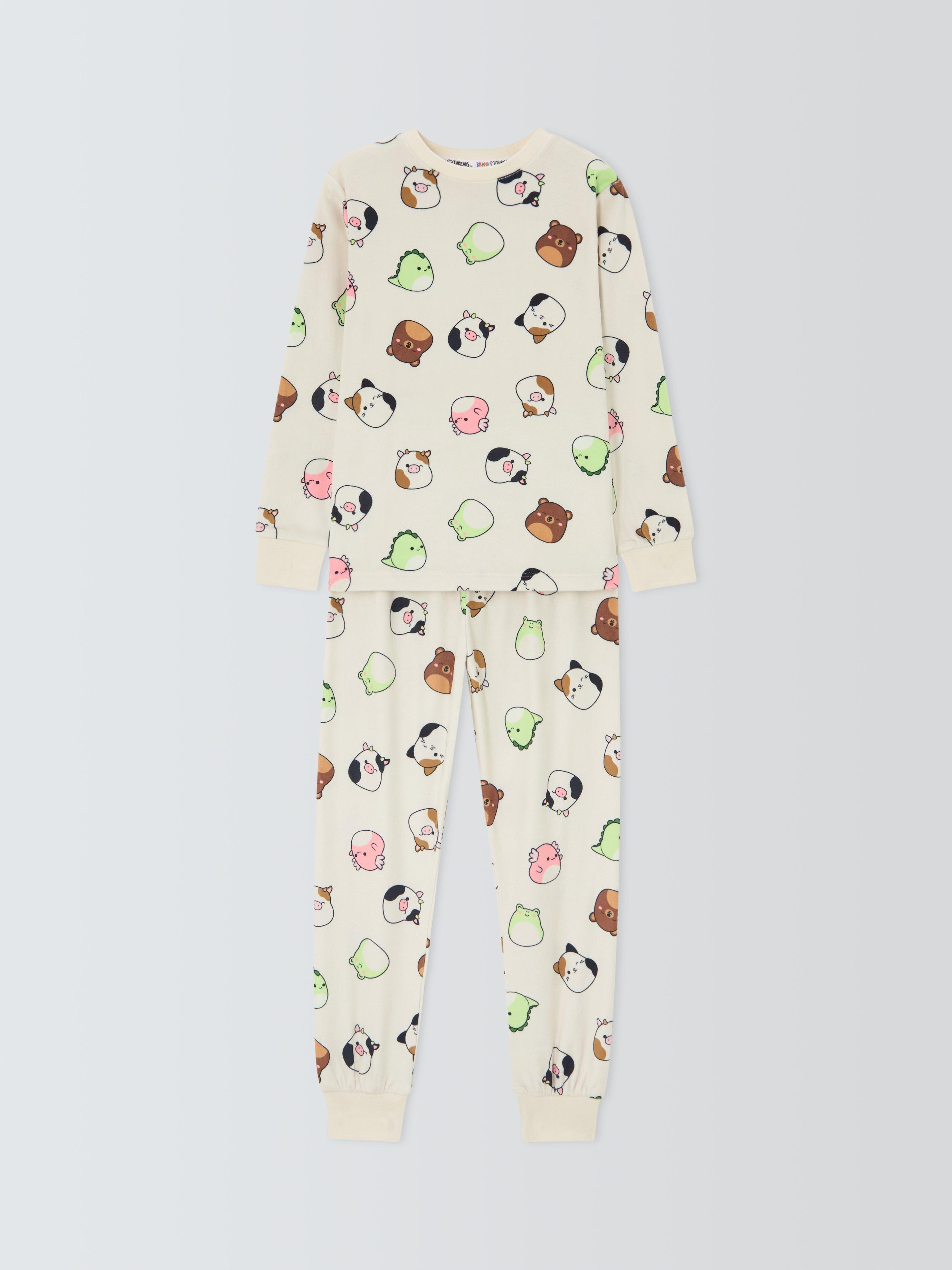 Product image 3 of 7, which shows Brand Threads Kids' Fleece Squishmallows Pyjamas, Gardenia, 4-5 years