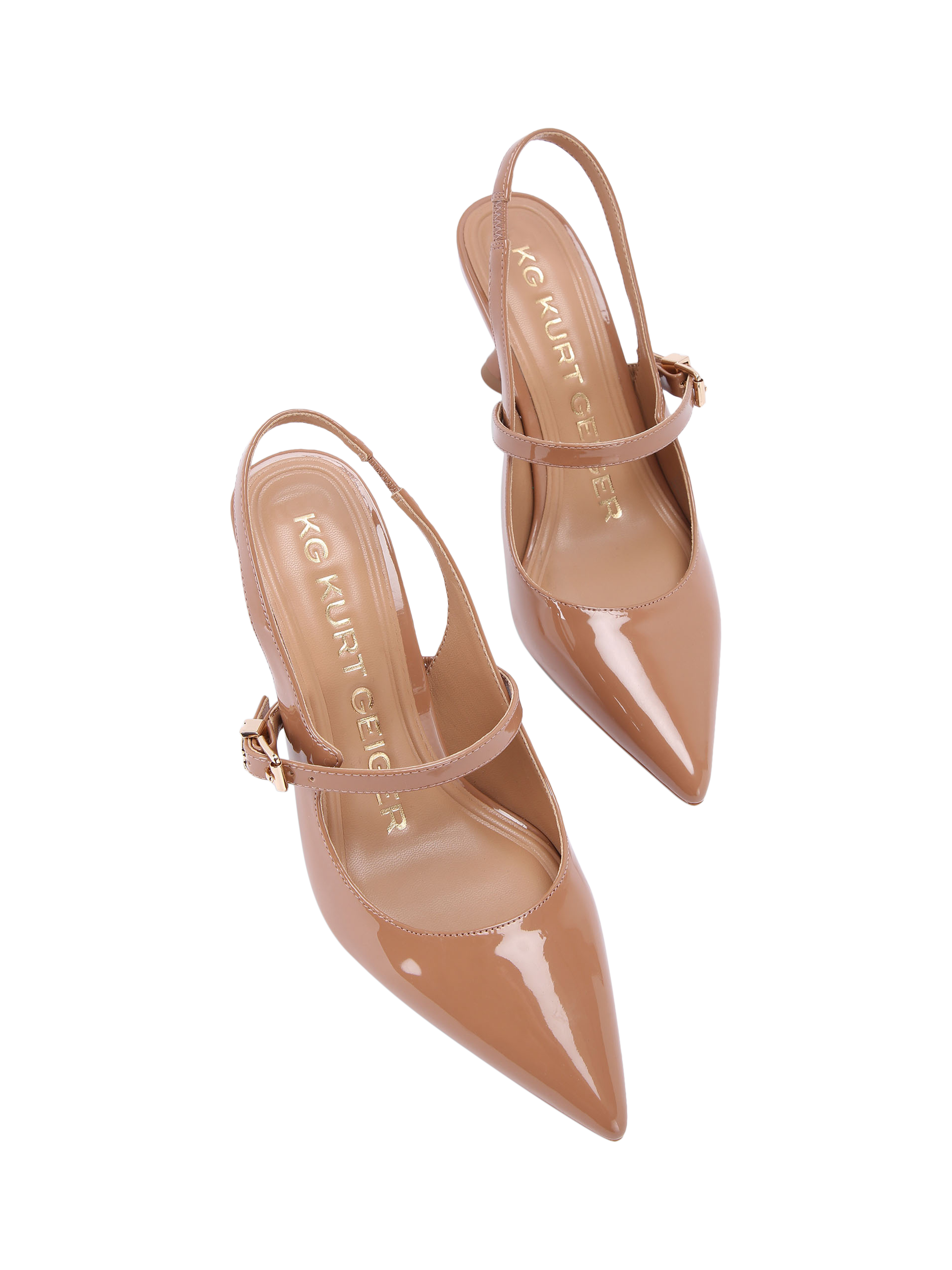 Product image 3 of 5, which shows KG Kurt Geiger Alina Patent Slingback Court Shoes, Pink Blush, 4