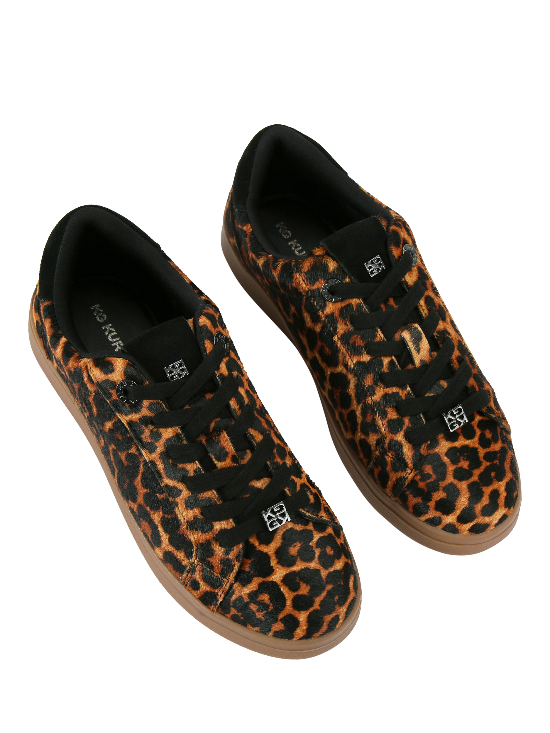 Product image 3 of 5, which shows KG Kurt Geiger Eliza Leopard Print Trainers, Brown, 3