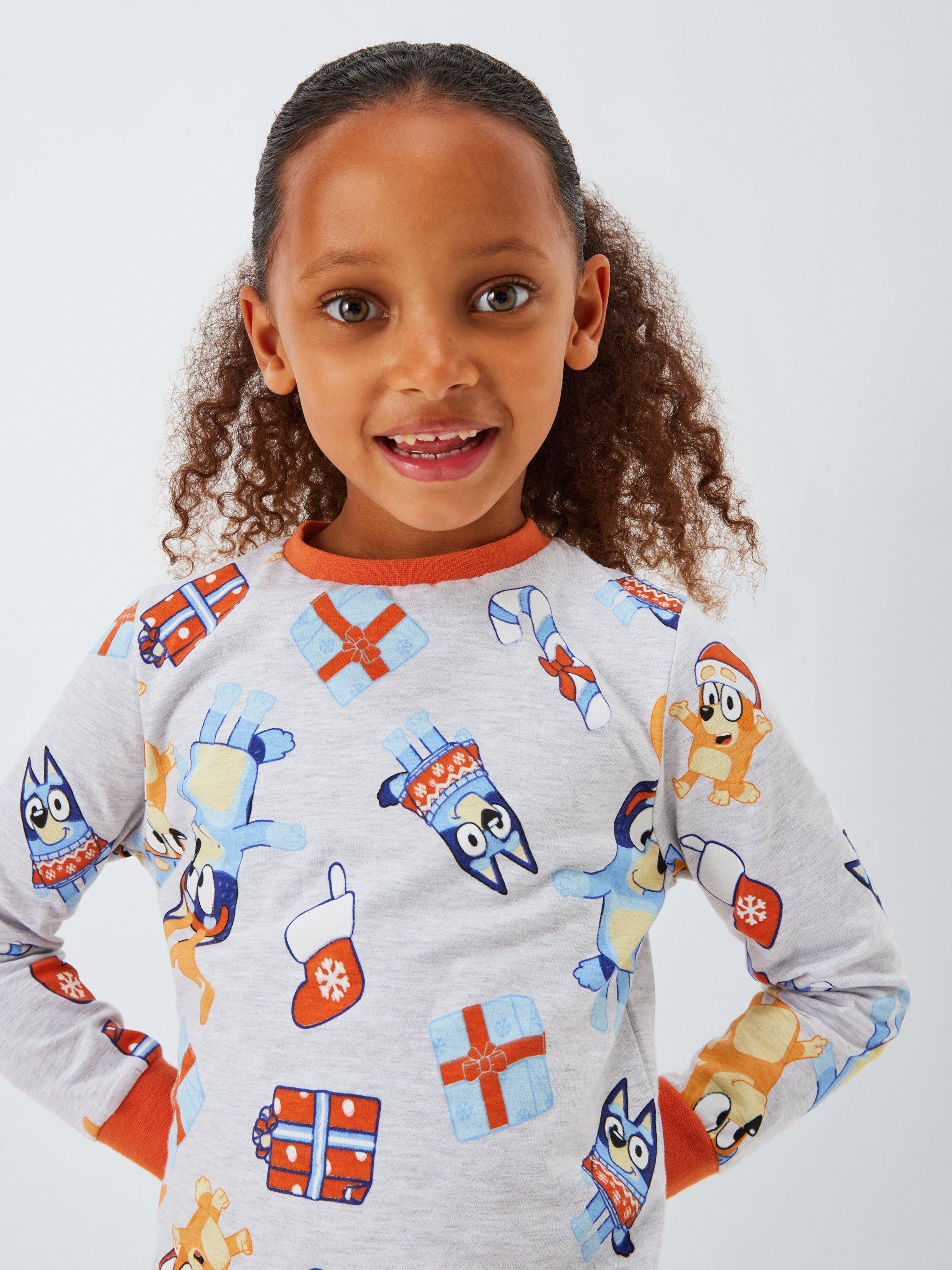 Product image 5 of 9, which shows Brand Threads Kids' Cotton Blend Bluey Christmas Pyjamas, Multi, 4-5 years