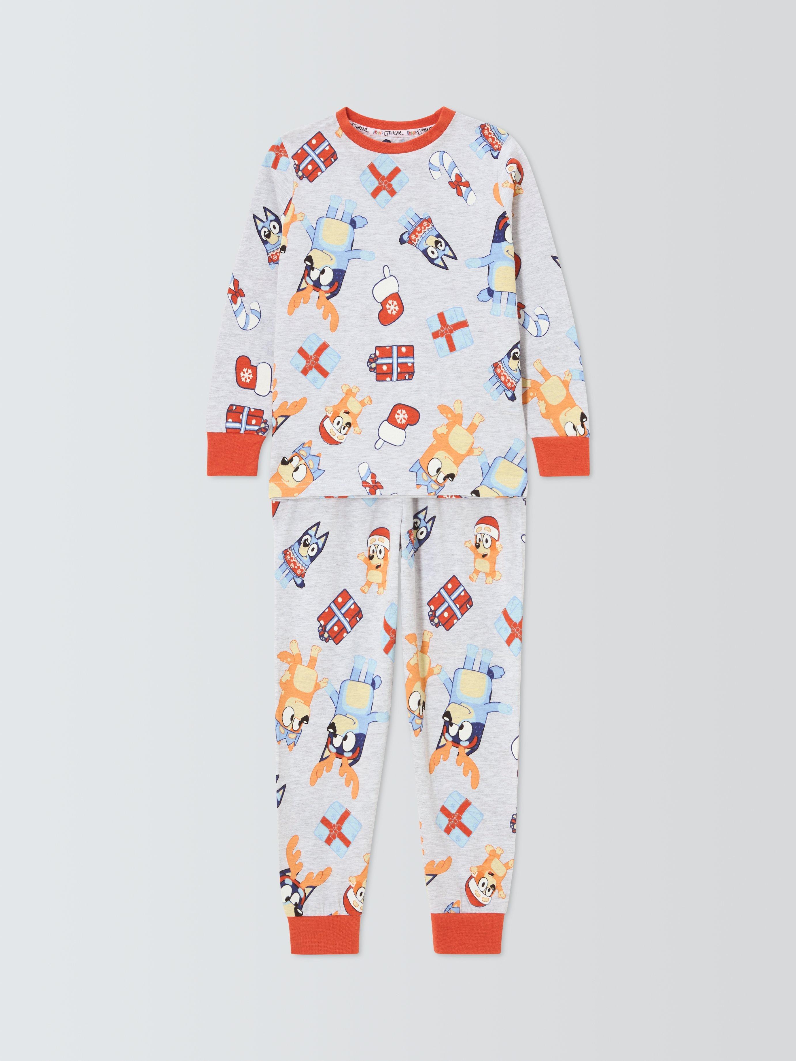 Product image 6 of 9, which shows Brand Threads Kids' Cotton Blend Bluey Christmas Pyjamas, Multi, 4-5 years