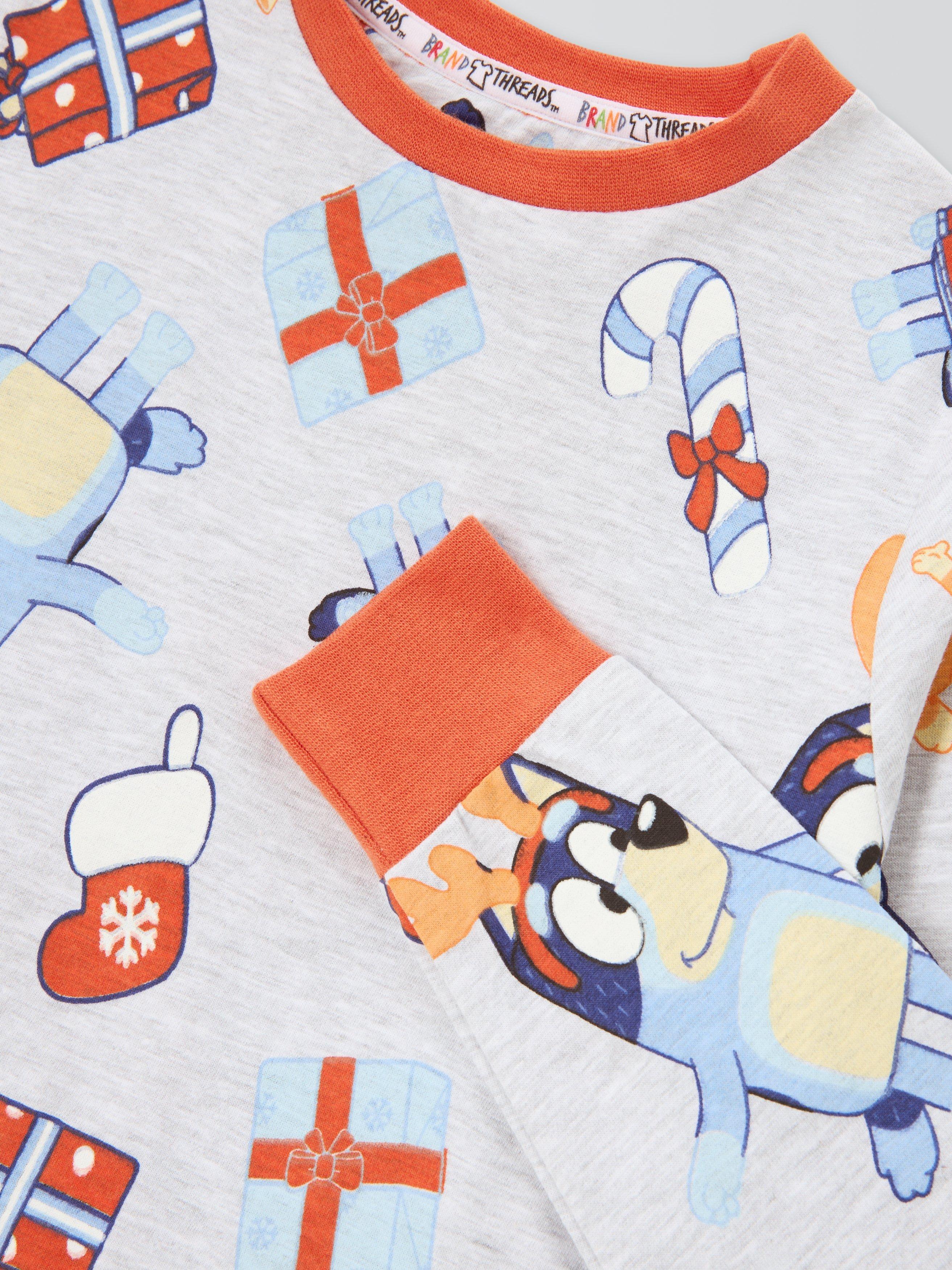 Product image 8 of 9, which shows Brand Threads Kids' Cotton Blend Bluey Christmas Pyjamas, Multi, 4-5 years