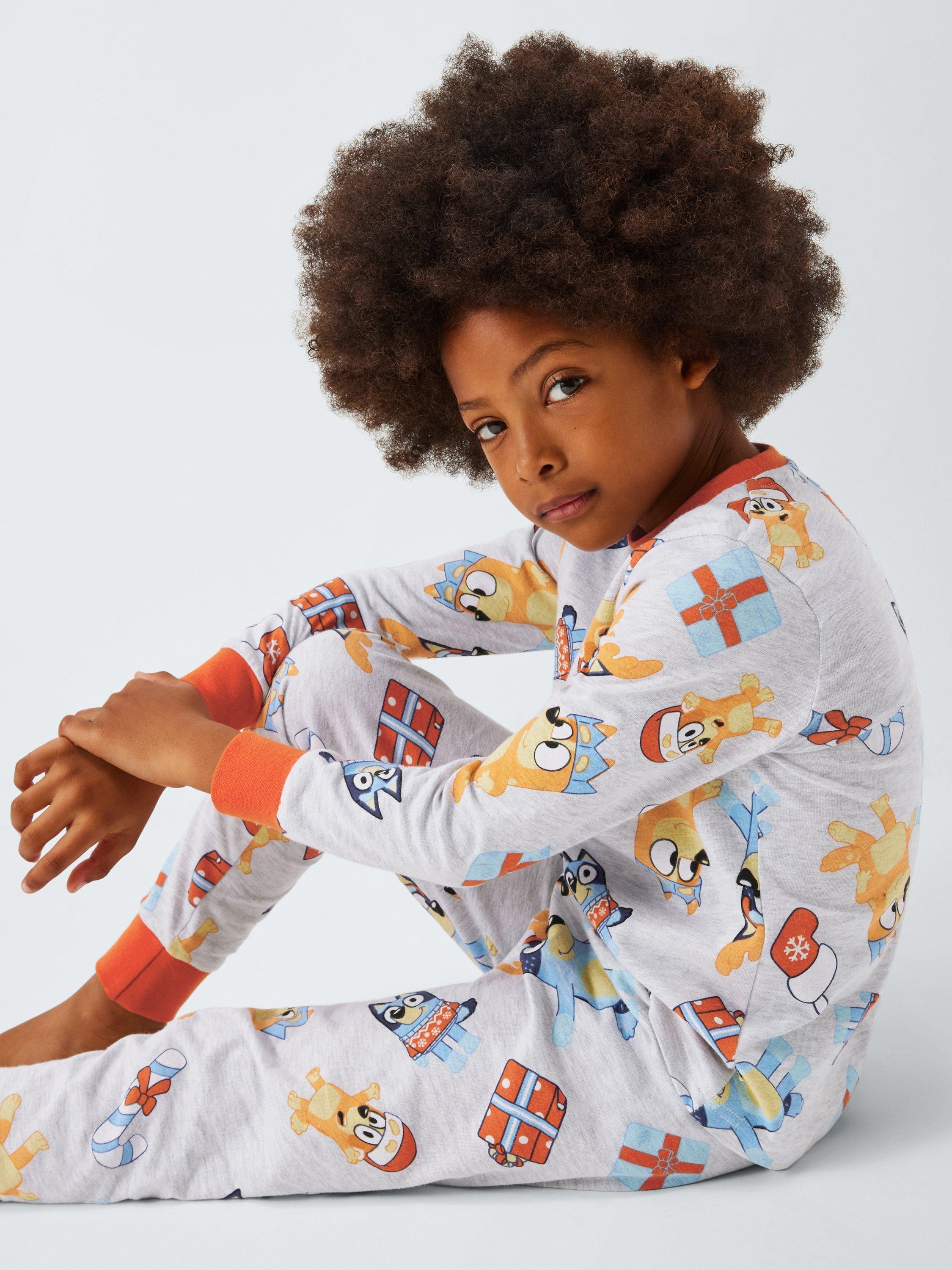 Product image 2 of 9, which shows Brand Threads Kids' Cotton Blend Bluey Christmas Pyjamas, Multi, 4-5 years