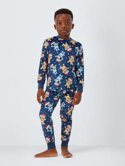 Brand Threads Kids' Fleece Christmas Bluey Long Sleeved Pyjamas, Blue Indigo - view 2, Blue Indigo