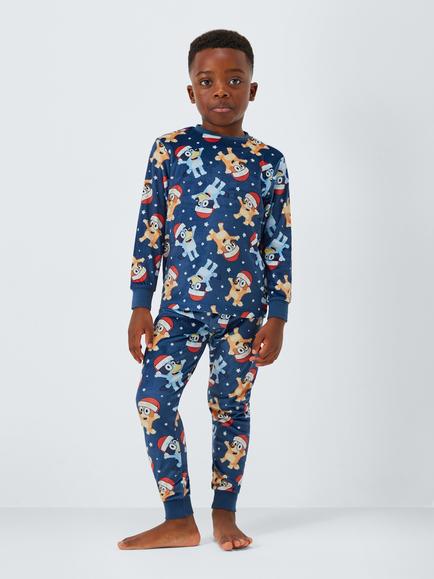 Brand Threads Kids' Fleece Christmas Bluey Long Sleeved Pyjamas, Blue Indigo - view 2, Blue Indigo