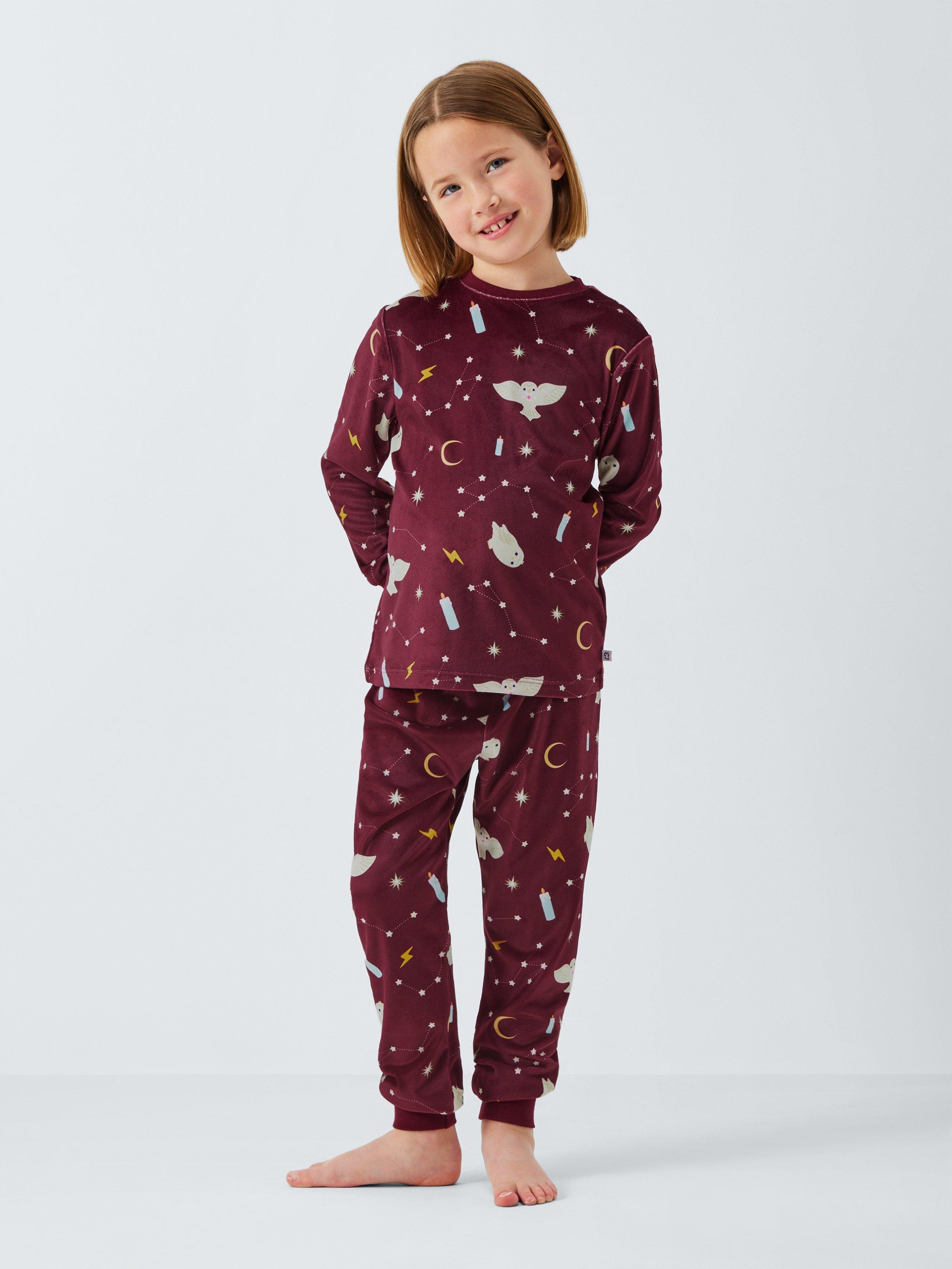 Product image 1 of 7, which shows Brand Threads Kids' Fleece Harry Potter Pyjamas, Pomegranate, 5-6 years