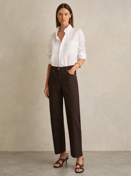 Reiss Petite Selin Straight Leg Jeans, Chocolate, Chocolate