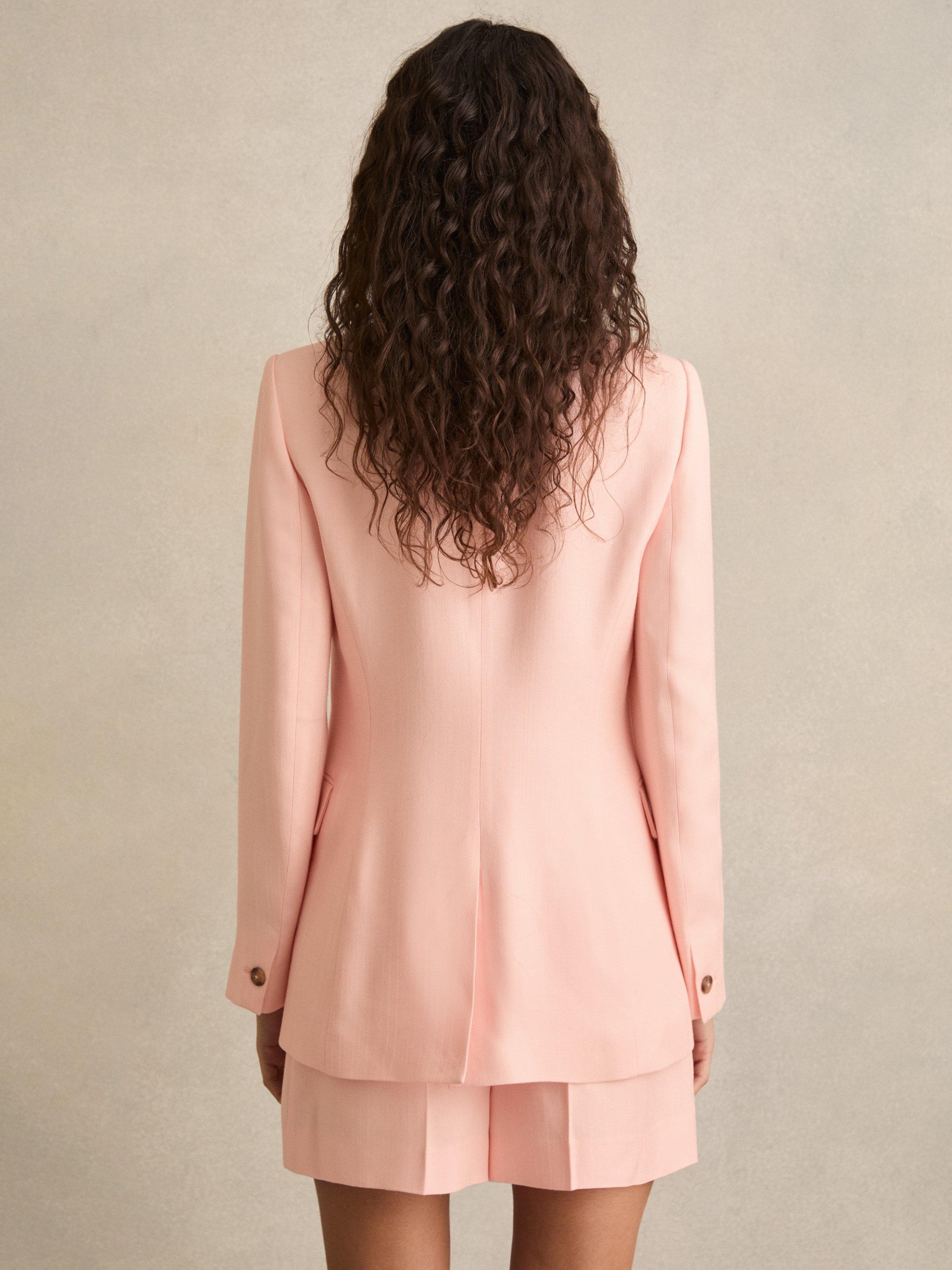 Product image 2 of 5, which shows Reiss Magda Oversized Double-Breasted Blazer, Pink, 10